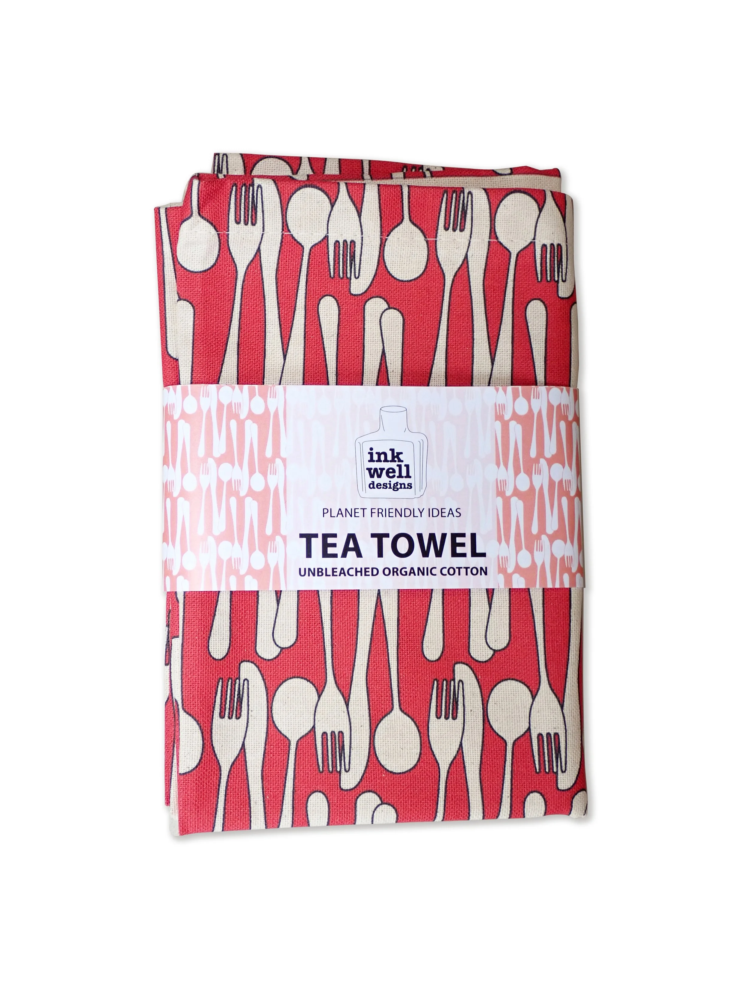 Poppy Red organic cotton tea towel