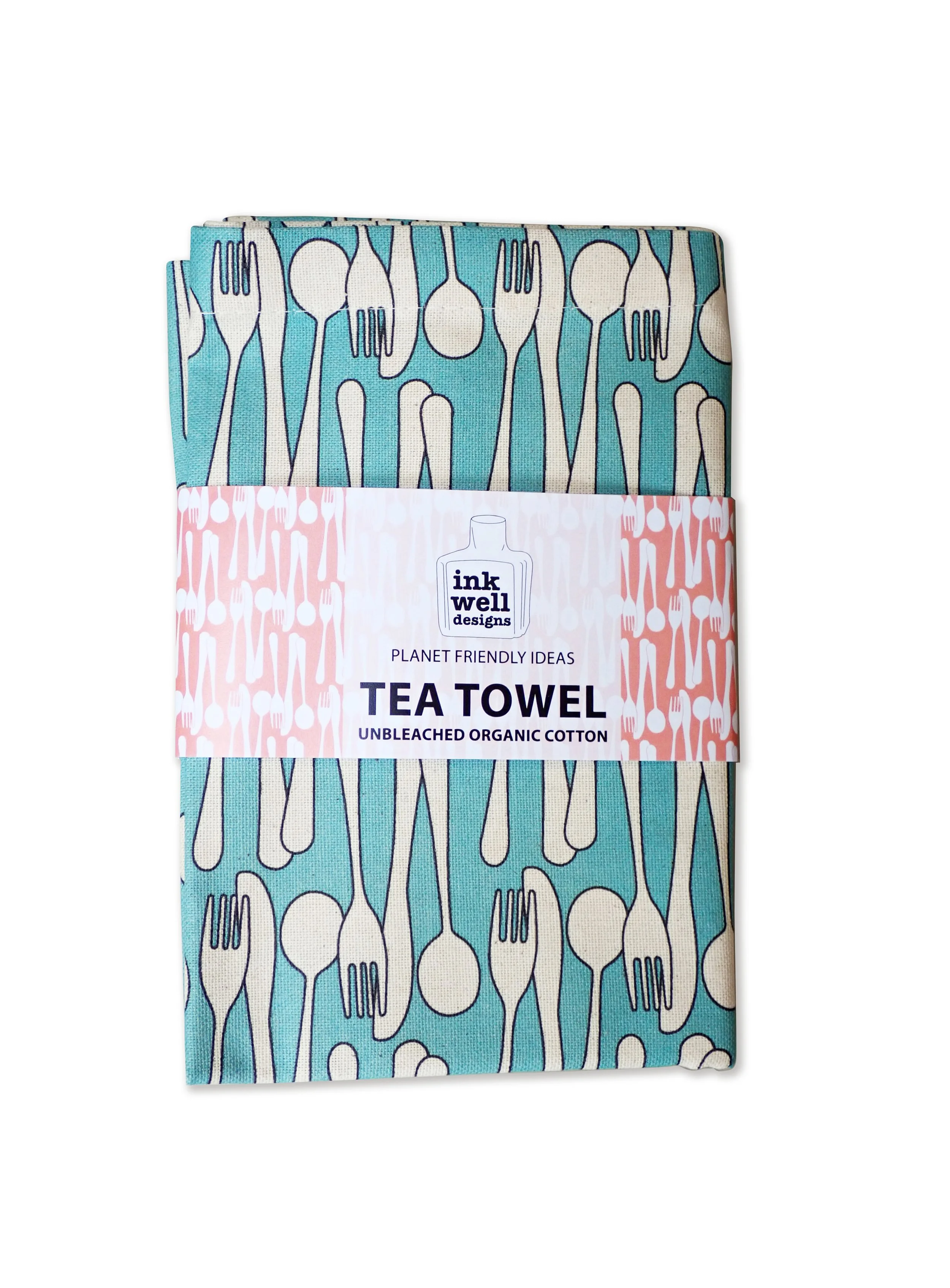 Sea Blue organic cotton tea towel