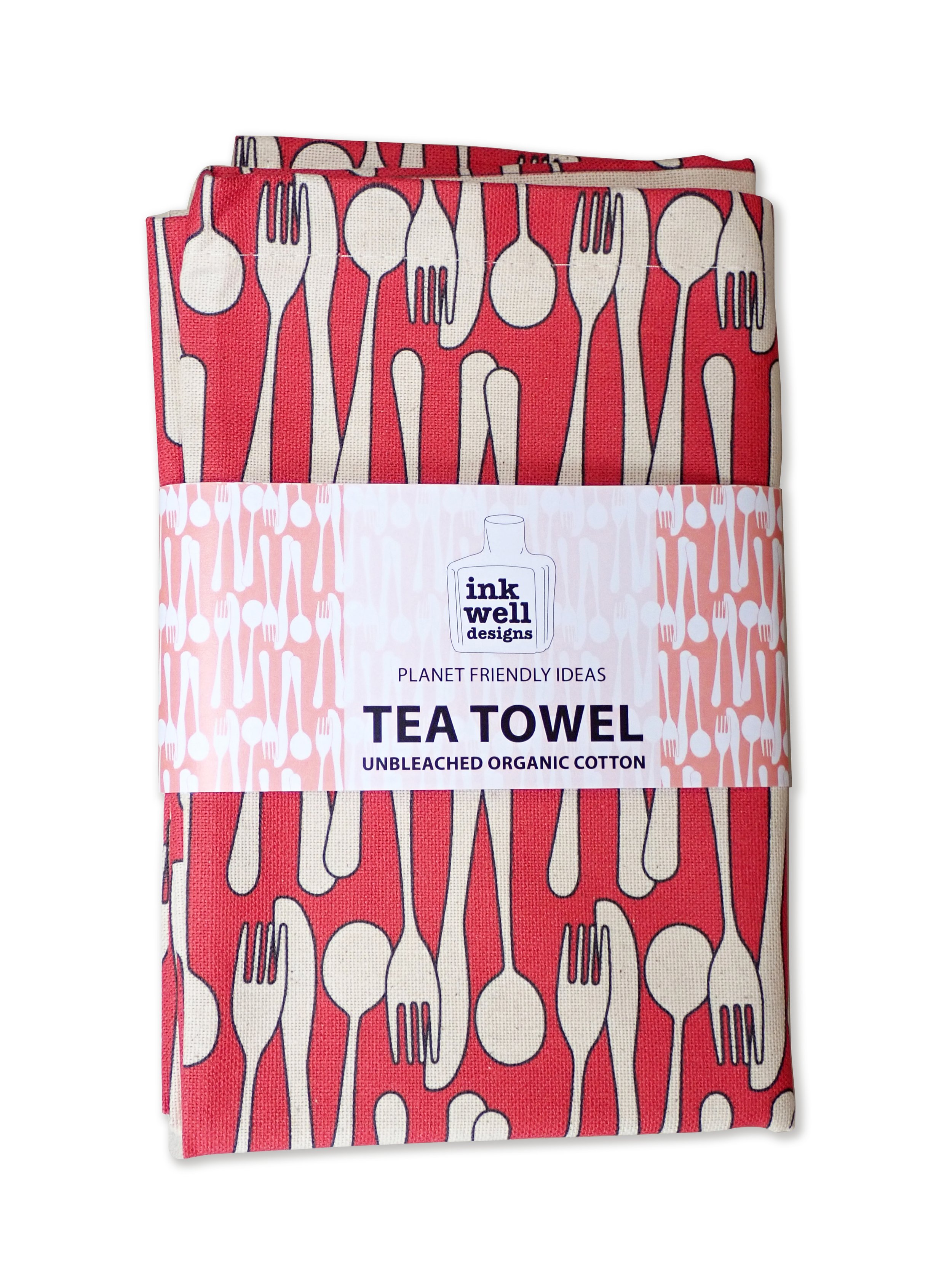 Poppy Red organic cotton tea towel