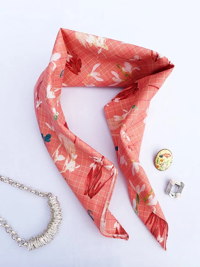 Spring Snowdrops organic cotton designer scarf