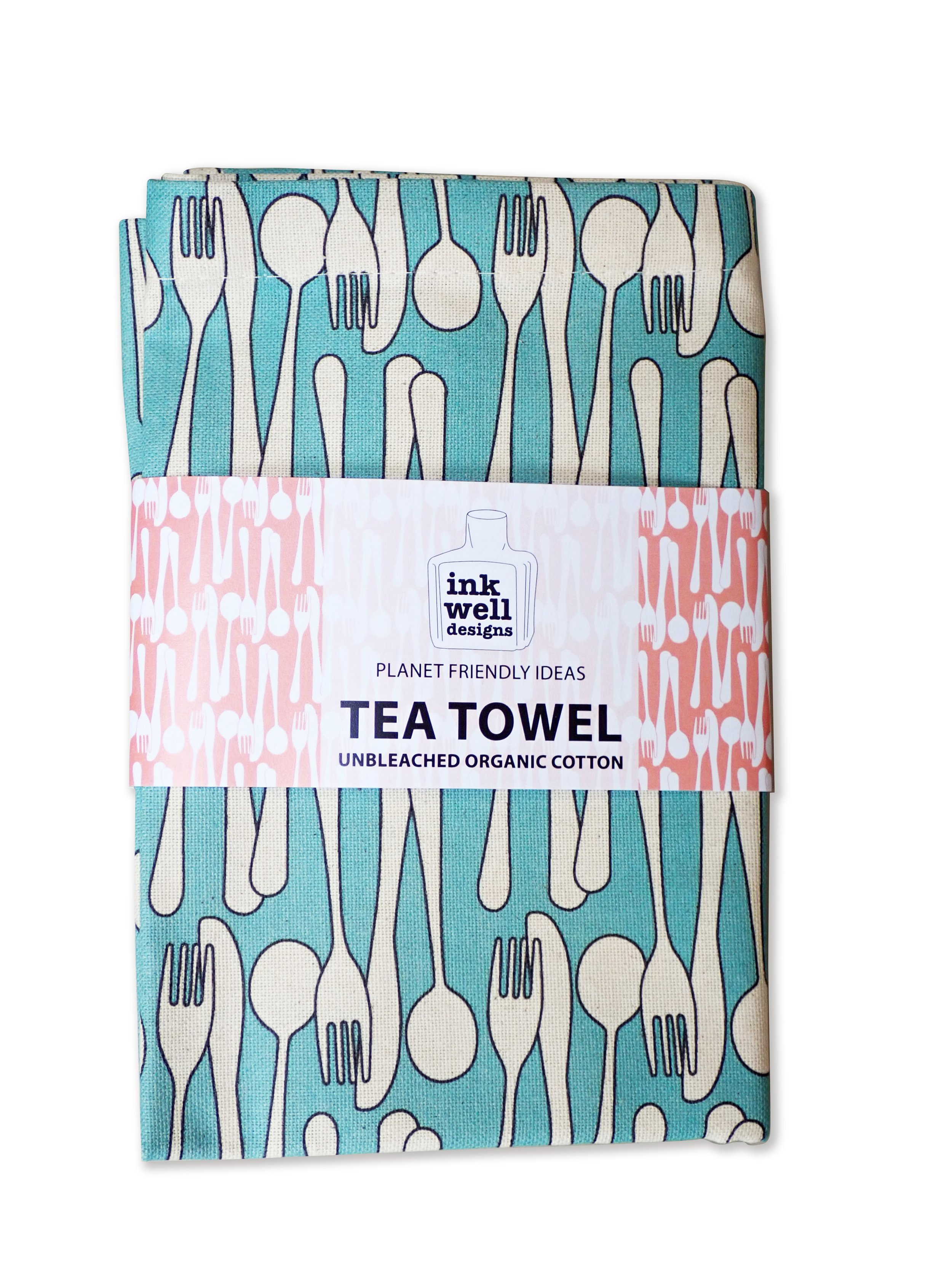 Sea Blue organic cotton tea towel