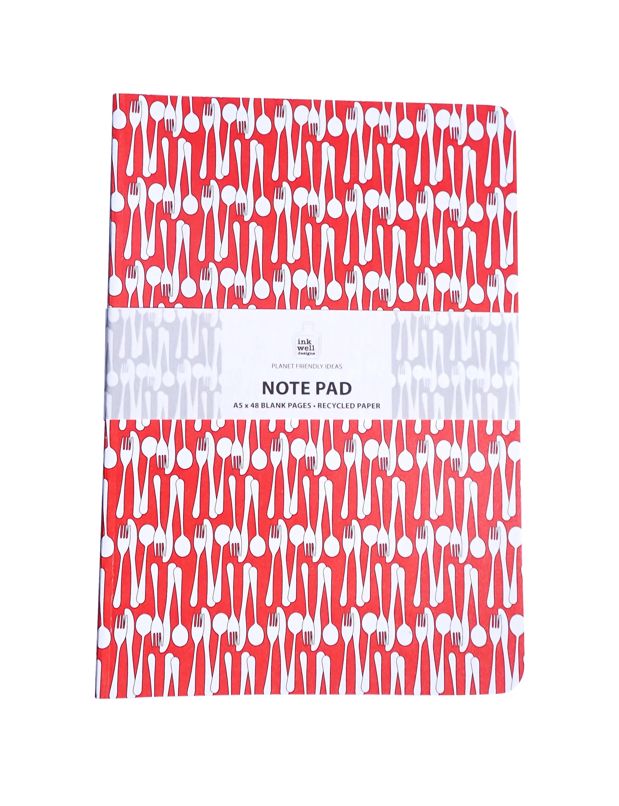 Poppy Red Cutlery A5 note pad