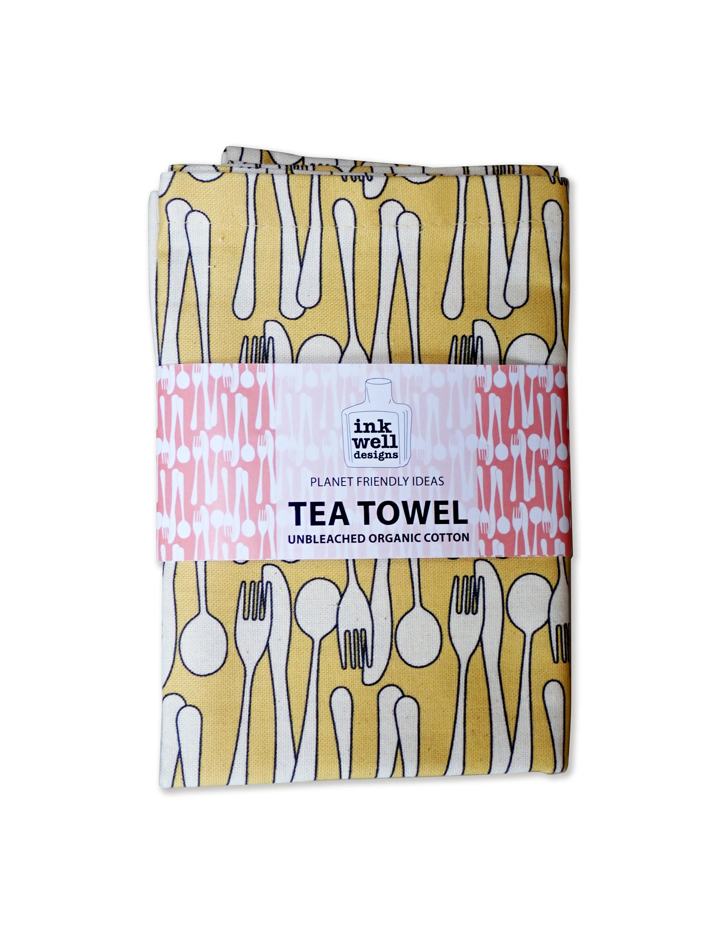 Sunny Yellow organic cotton tea towel