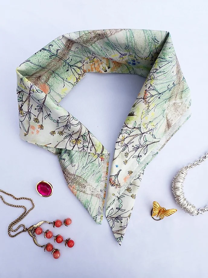 Kew Gardens designer organic cotton scarf