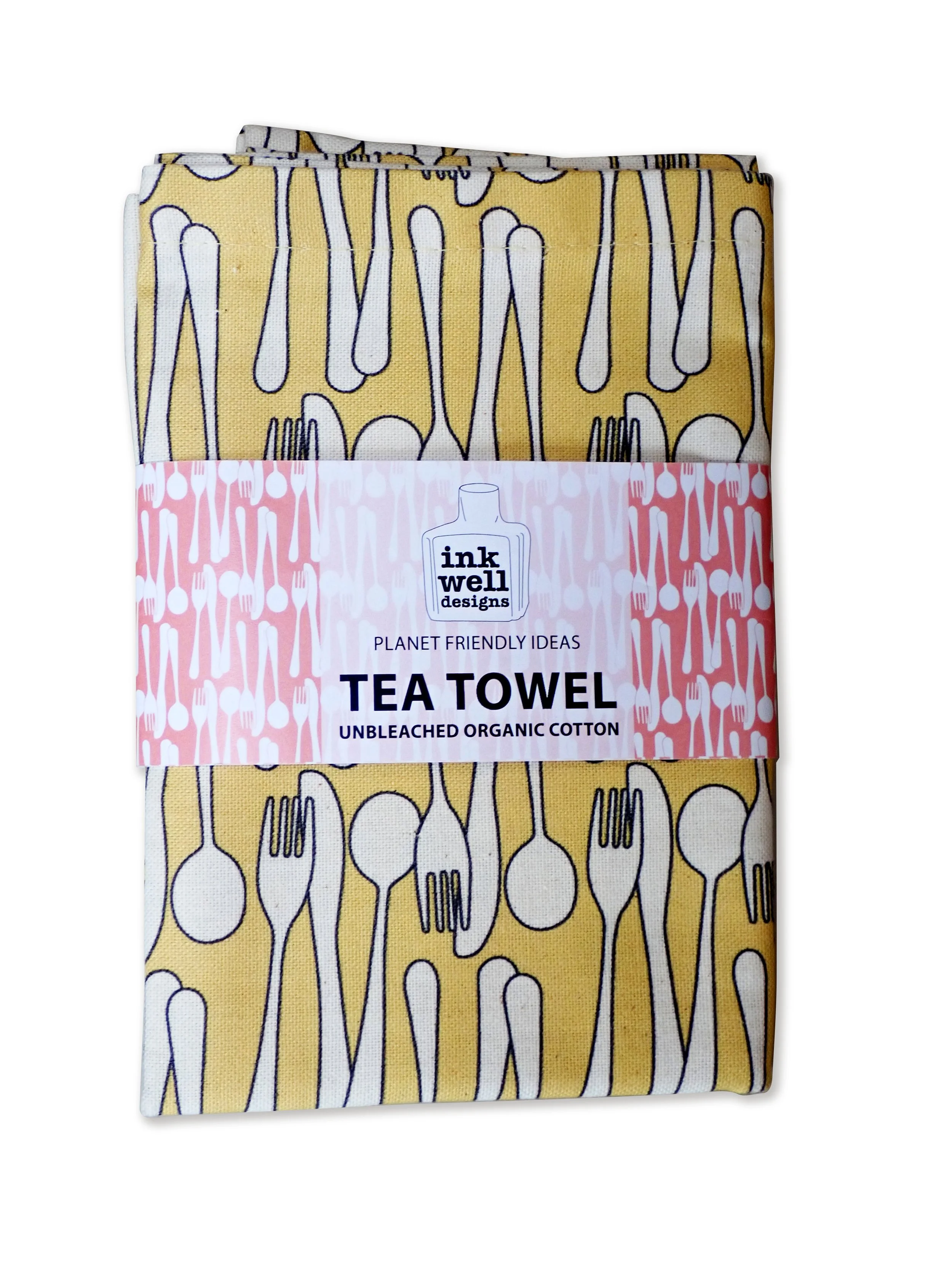 Sunny Yellow organic cotton tea towel
