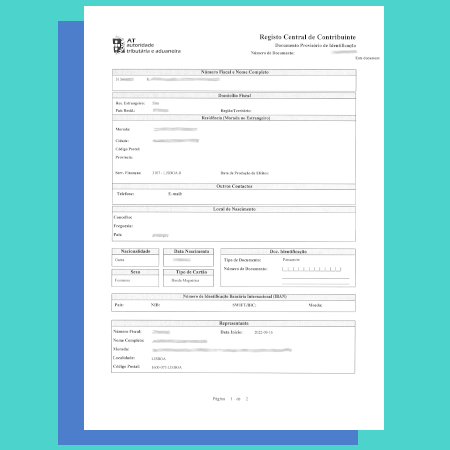document d'exemple nif portugal