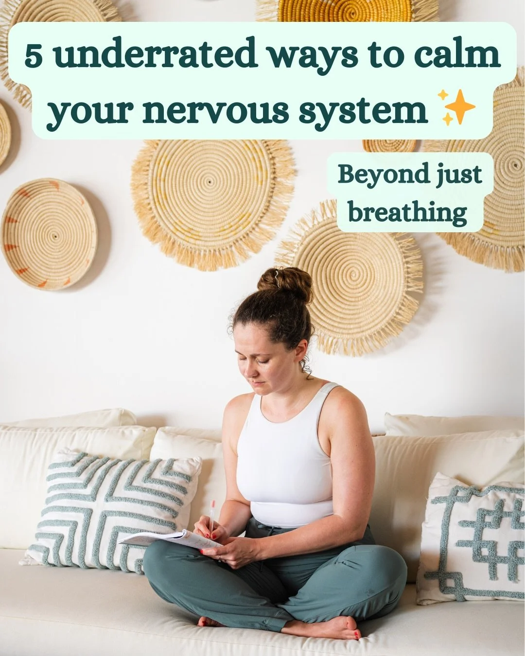 5 simple practices you can use anytime you feel overwhelmed 🫶

I invite you to explore these underrated ways to calm your nervous system that go beyond just deep breathing.

(Not because deep breathing doesn&rsquo;t work &mdash; it really does! You&