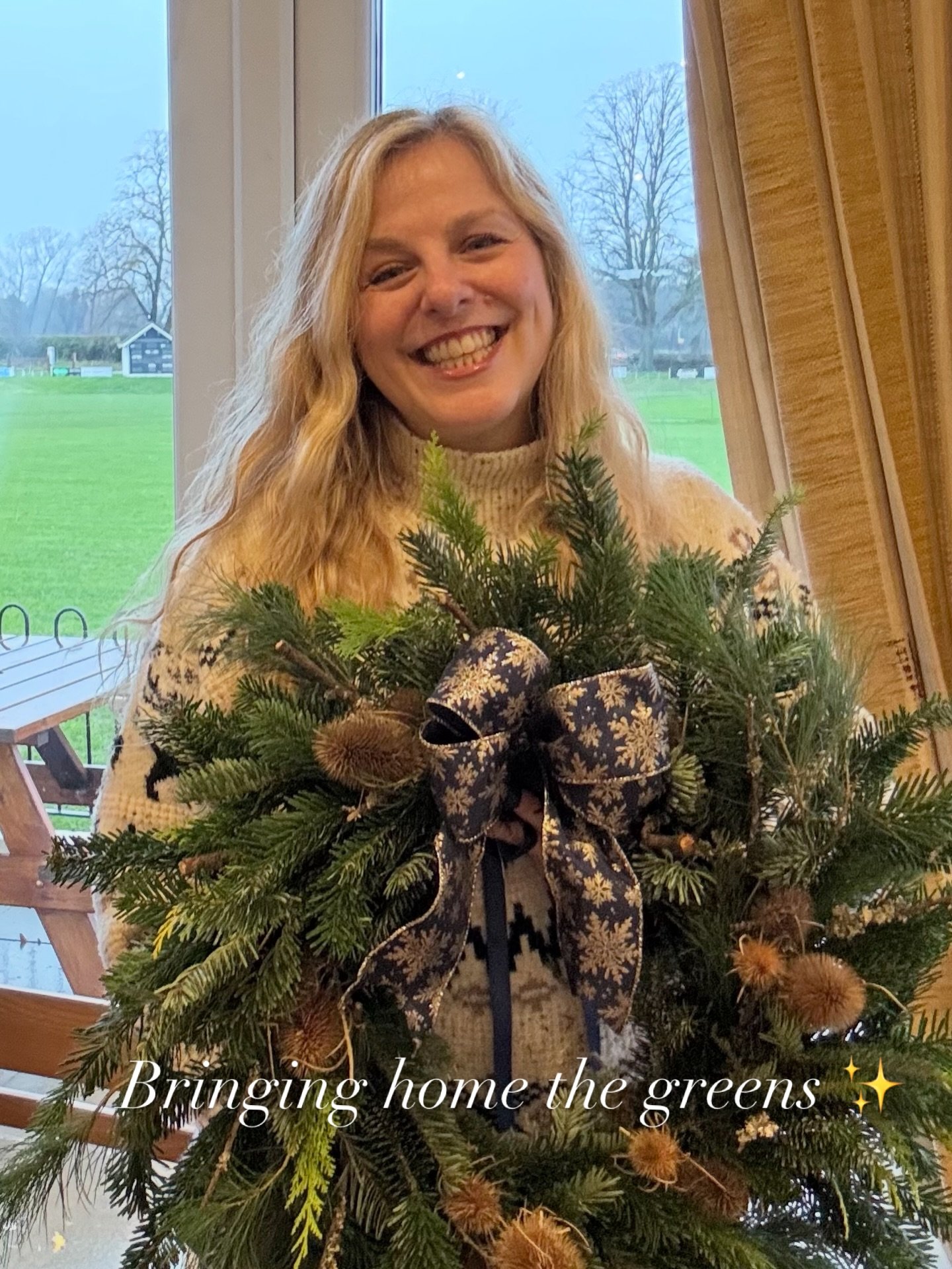 Not a Pilates ring but possibly more painful as those wild teasels are tricky! Love this time of year making my wreath and I love a natural flow, the scents, textures and elegance of the greens the way they fall at this time of year really is lovely.
