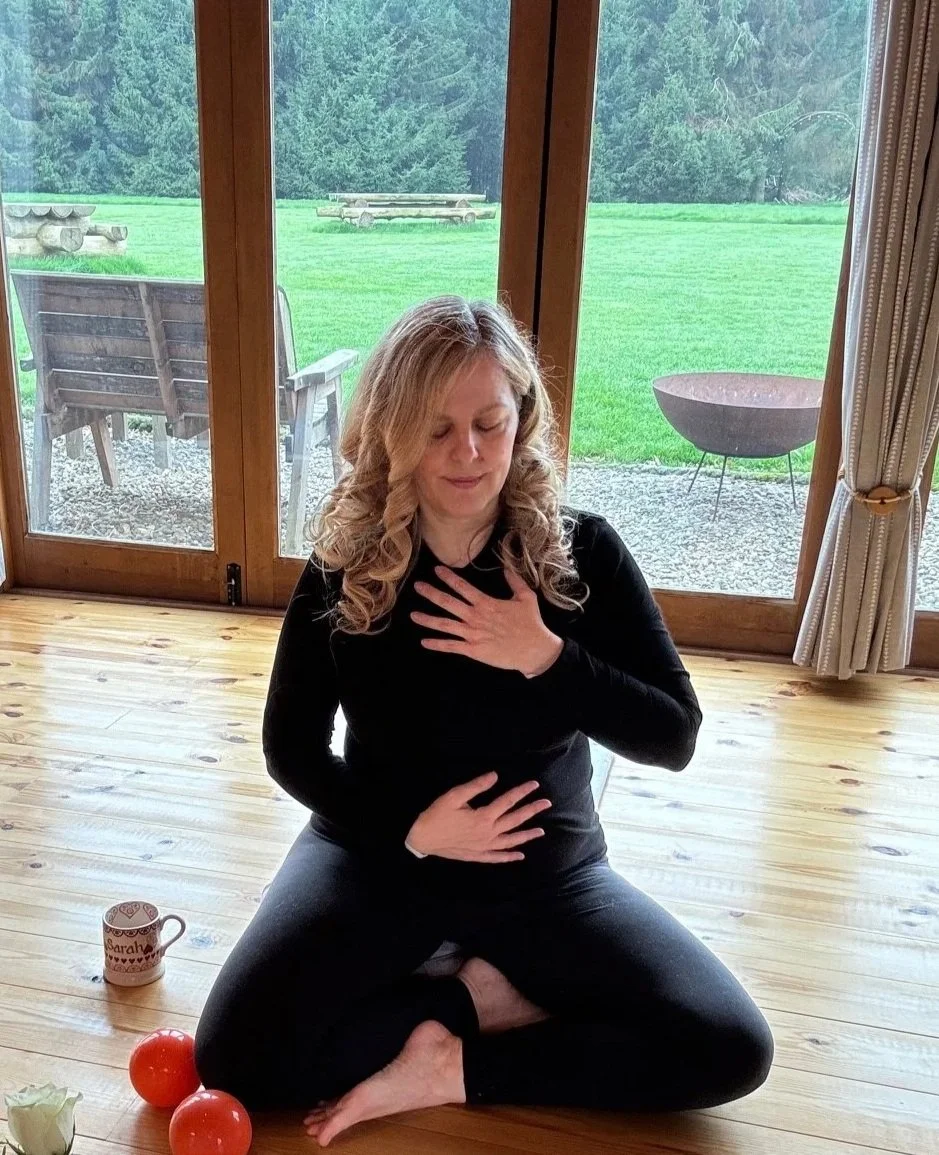 Sarah Pritchard practicing somatic tracking in Shrewsbury; a body-centered approach to processing emotions held in the heart and gut viscera.