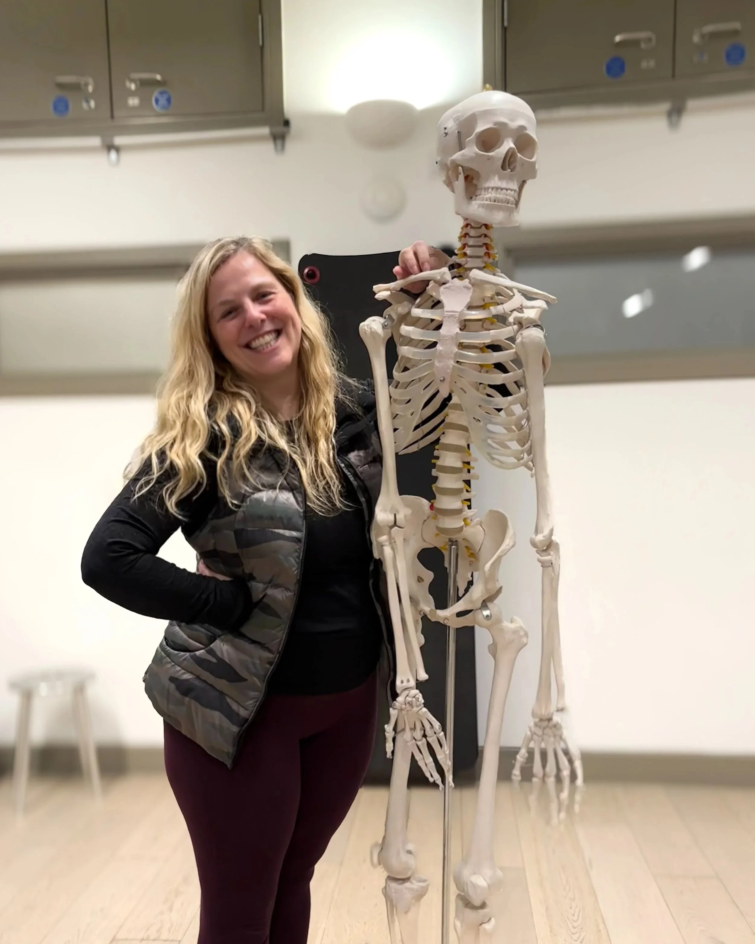Sarah Pritchard, Buff Bones Faculty and Pilates expert, with Rebekah Rotstein at a professional training session. Specialising in bone health, osteoporosis exercise, and somatic movement in Shropshire and Birmingham