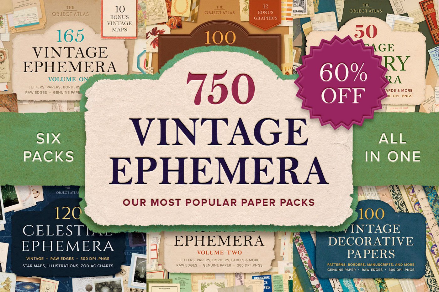 BUNDLE: 750 Vintage Ephemera – 6 Packs in 1 — The Object Atlas