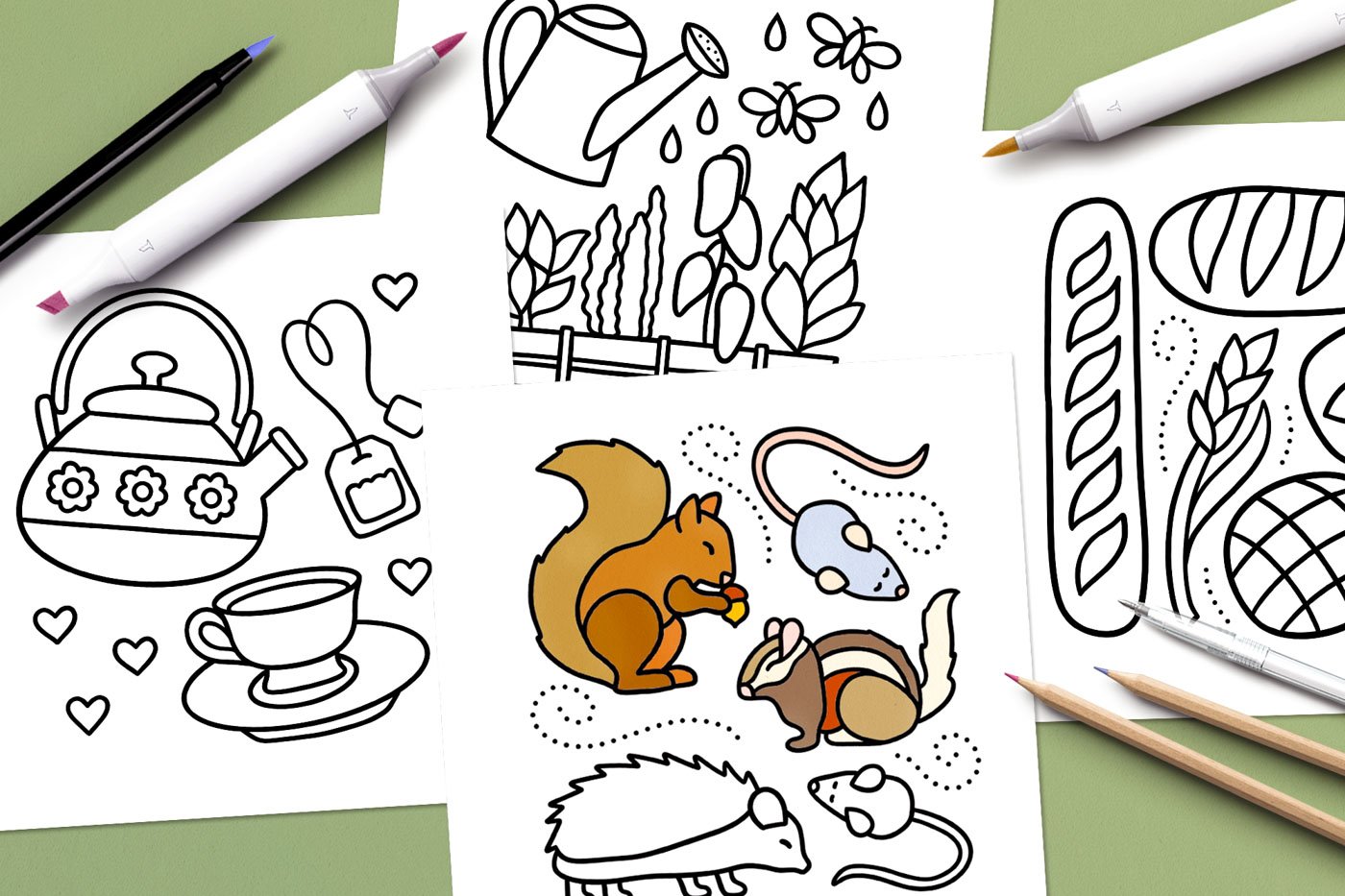 Cottagecore Digital Coloring Pages Hero Shot 6.jpeg