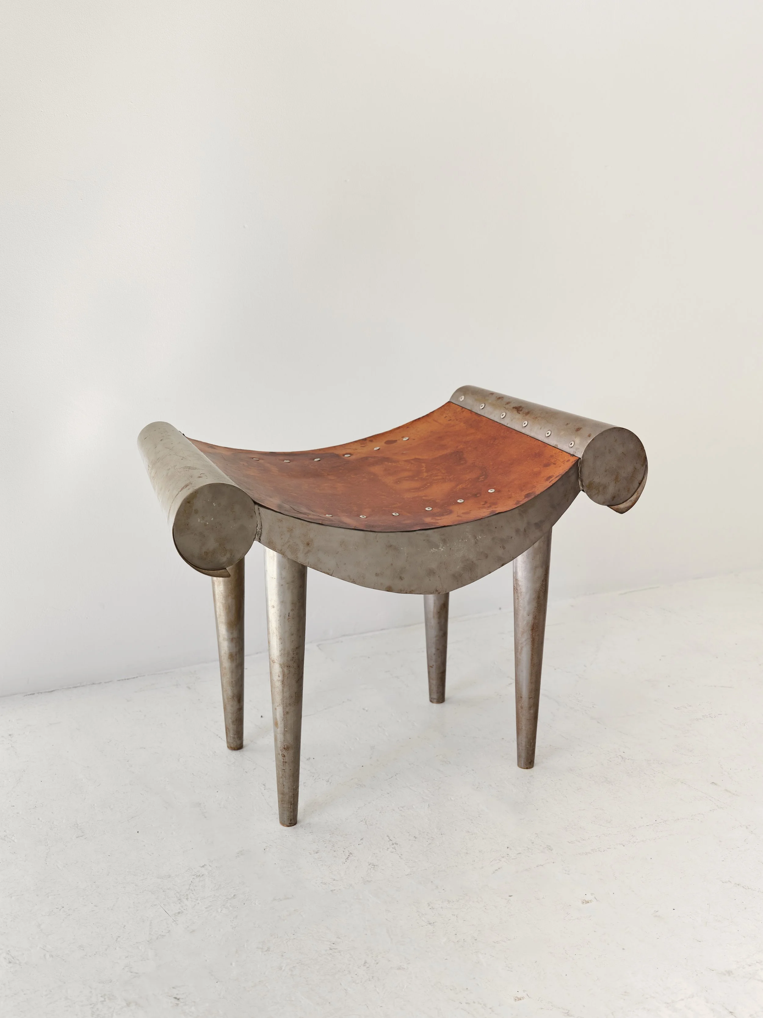 Postmodern Steel & Leather Stool