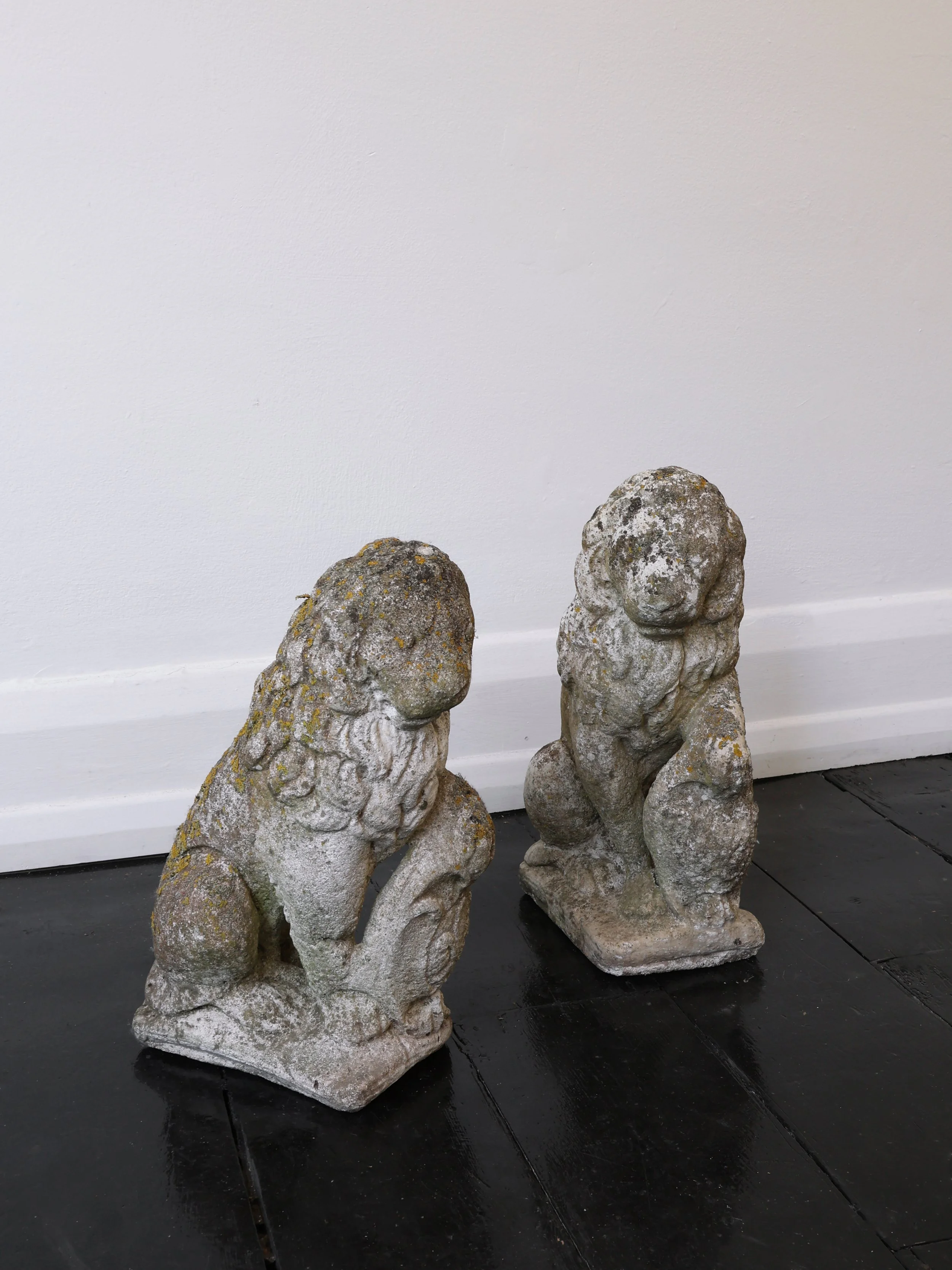 Pair of Stone Lion Garden Sculptures