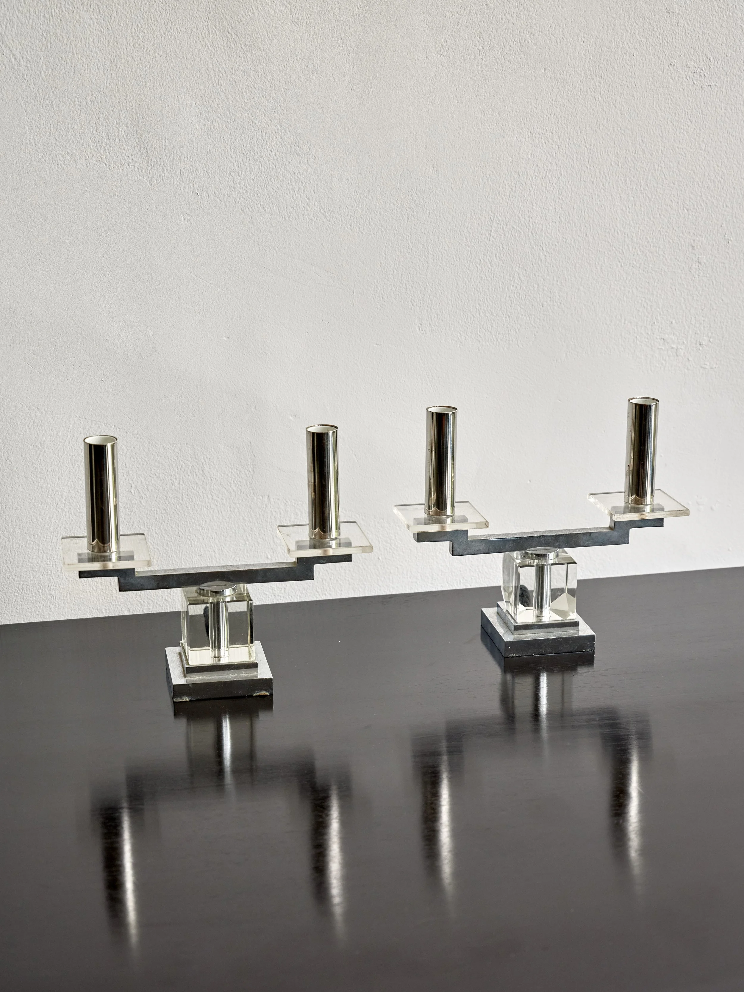 Pair of Lucite & Chrome Table Lamps