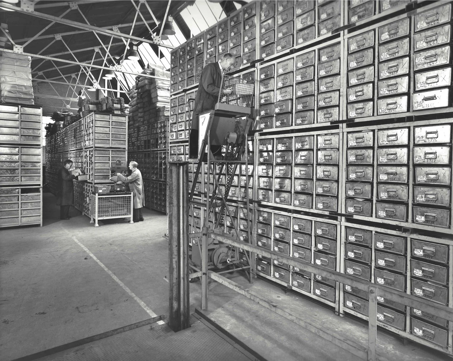 Racks of metal boxes