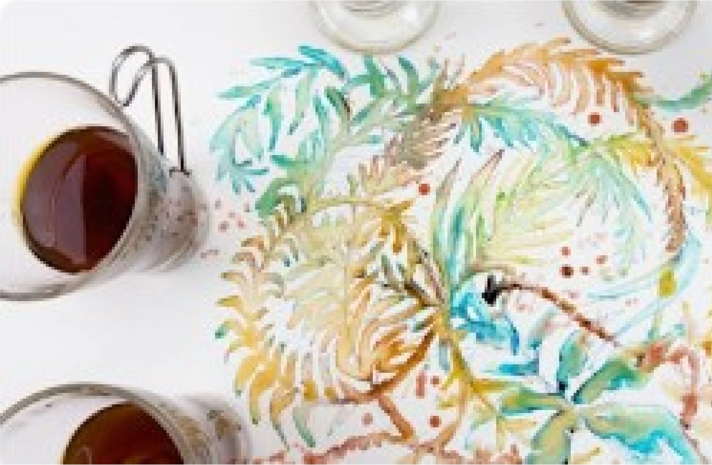 Playful Painting Session with Ink and Tea