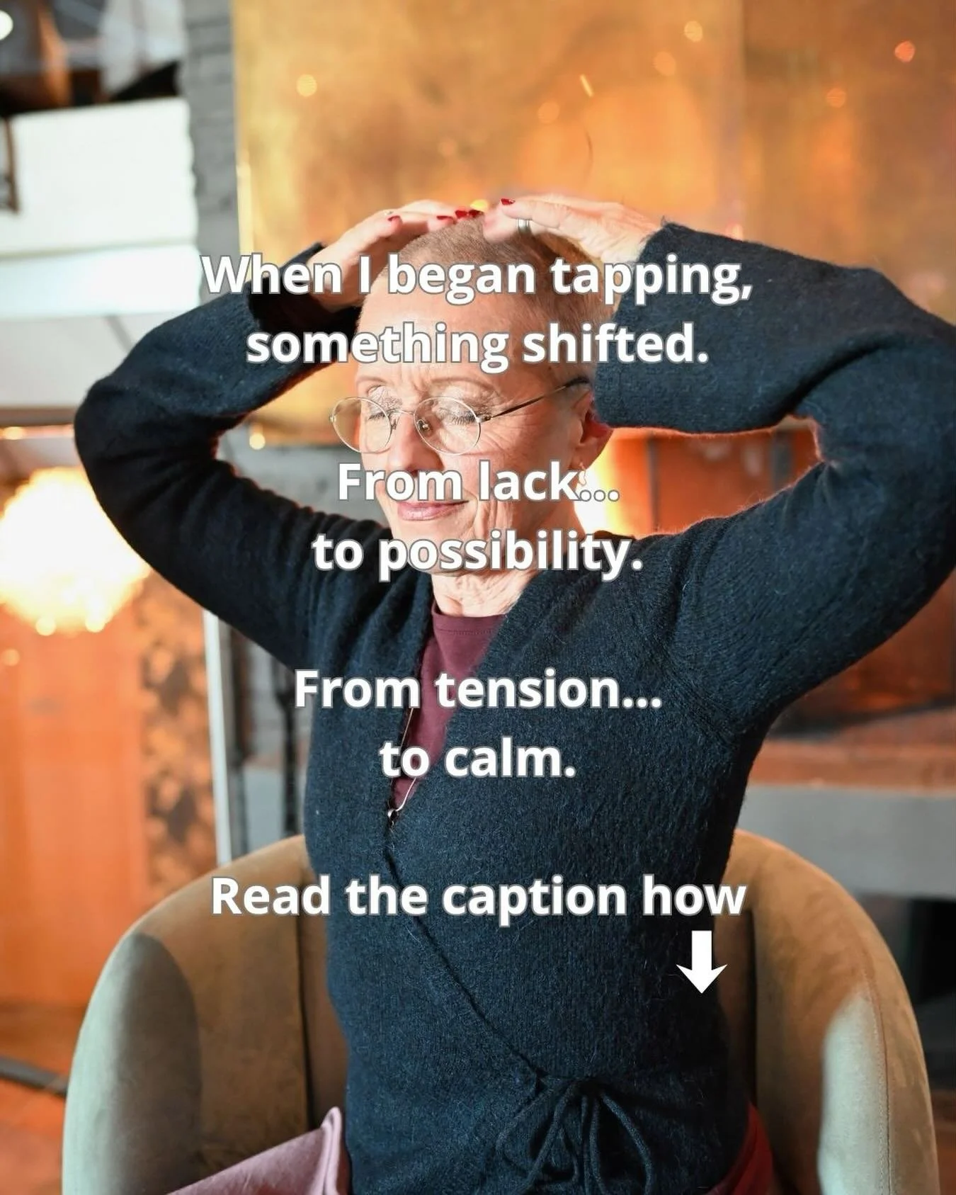 With EFT-tapping, something shifted.

My mind went
from lack&hellip;
to possibility.

My nervous system
from tension&hellip;
to calm.

Sometimes the smallest tools
create the biggest change.

The change with EFT-tapping was massive.
Do you want this 