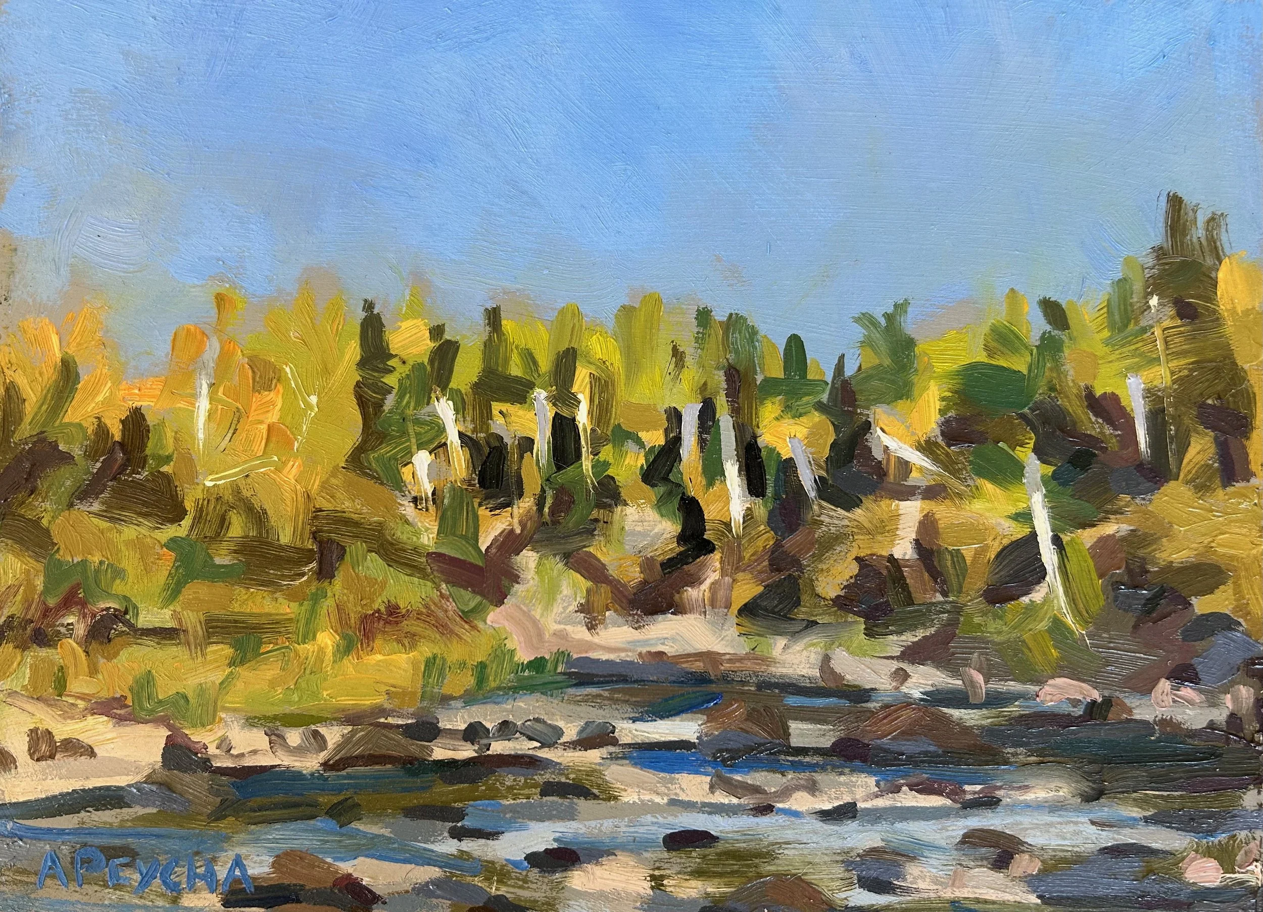 Moose River, Oil on Board, 9x12, Framed $650.00