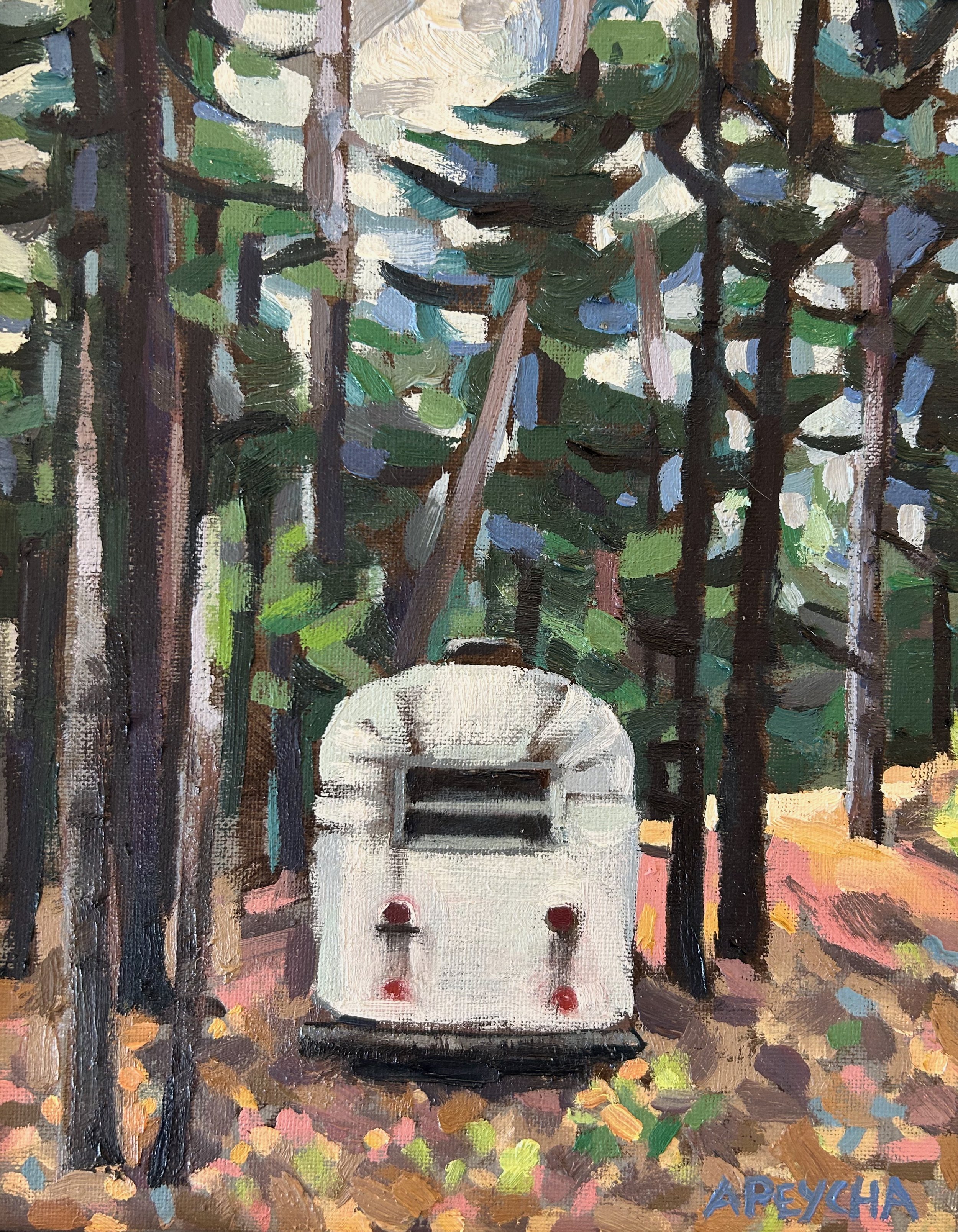 Temagami Camper, Oil on Board, 8x10, Framed $565.00