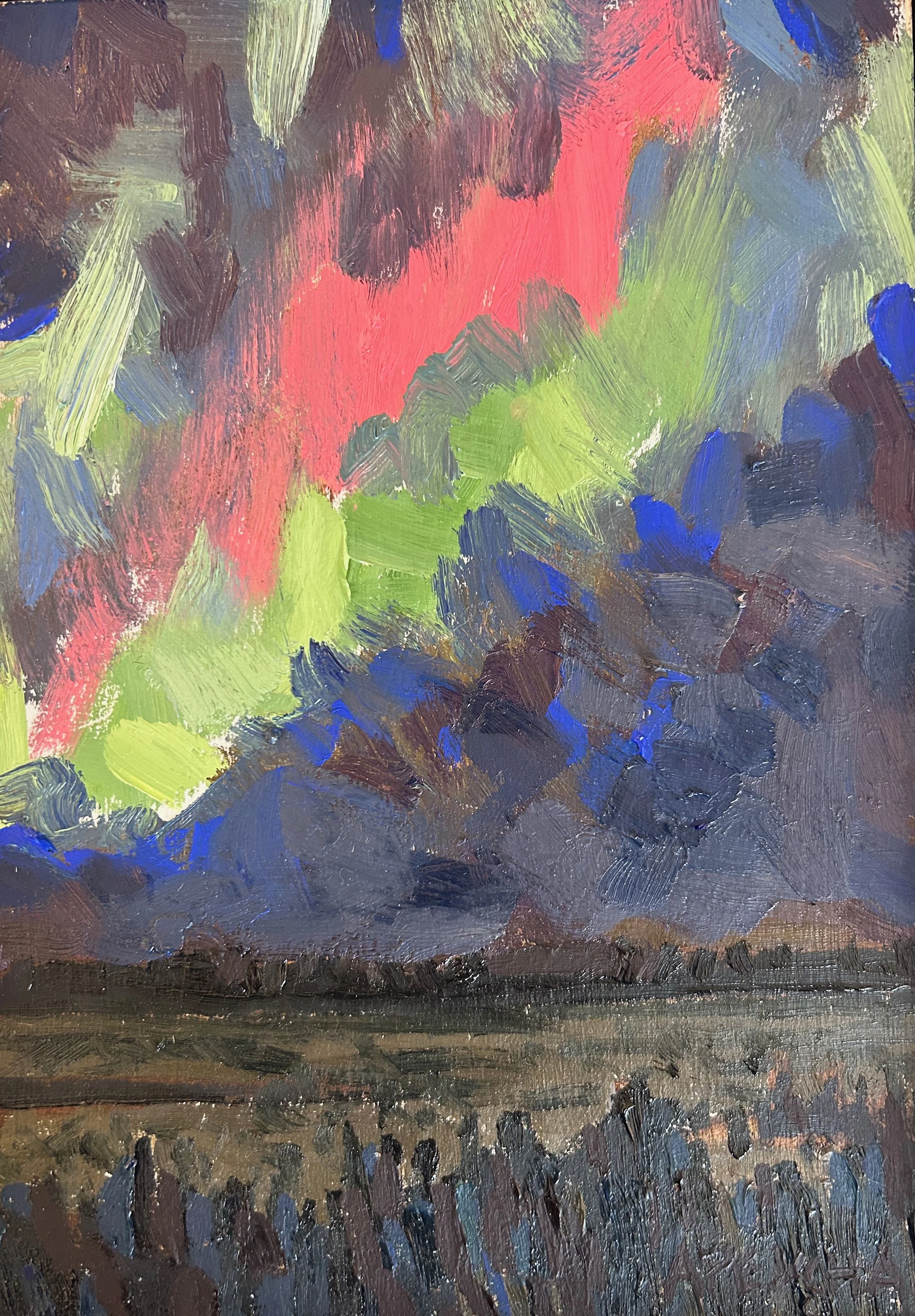 Temagami Northern Lights, Oil on Board, 10x8, Framed $565.00