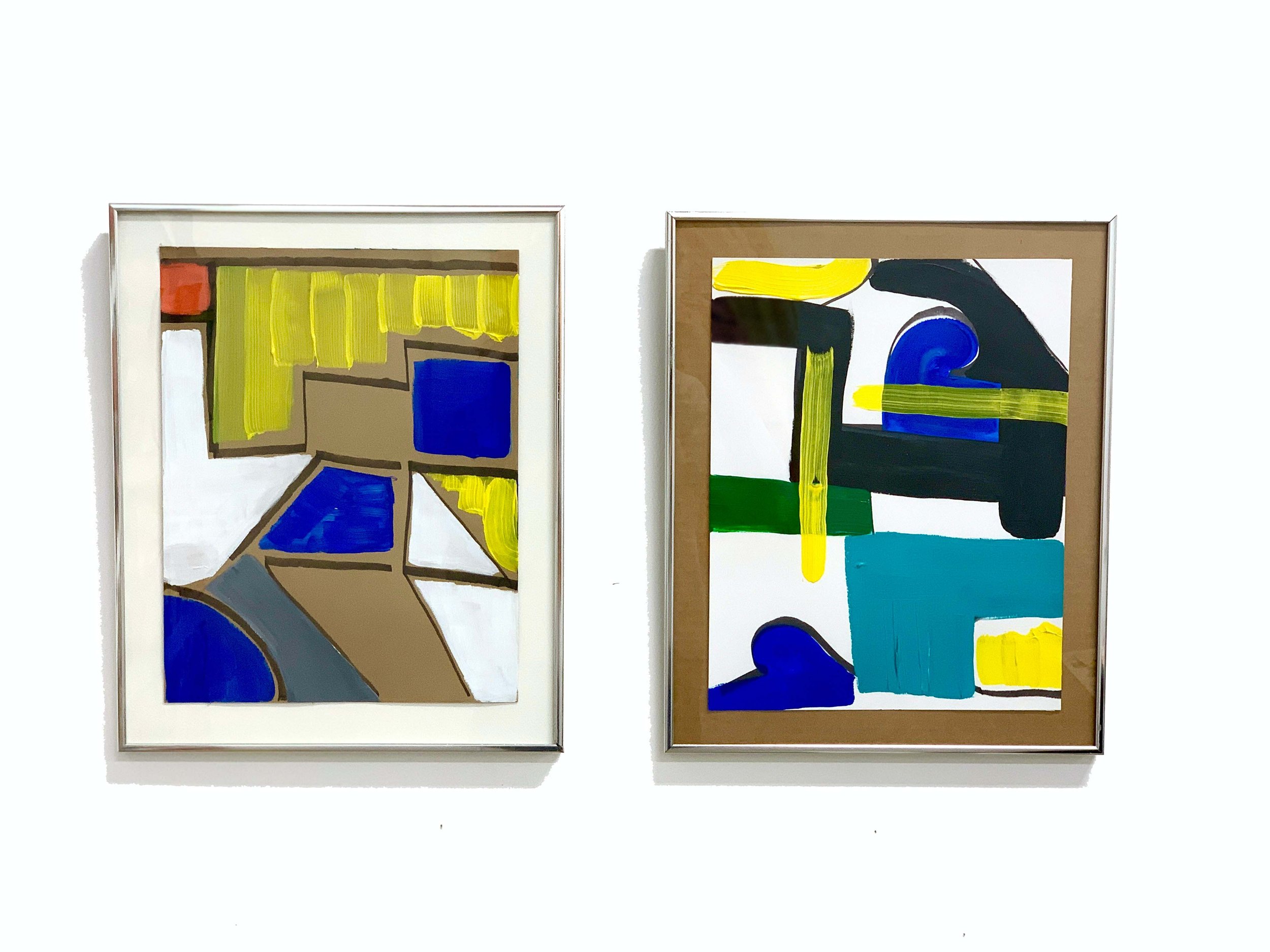 UNTITLED (MERIDIAN 10.1 + 10.2 ), 2021, MARKER + ACRYLIC ON PAPER, FRAMED 16 x 13 "