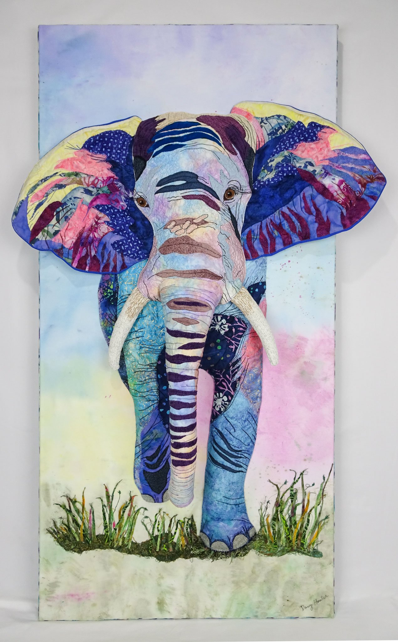 A Giant's Presence - 24 by 48 inches - $3900- Art Quilt / Textile Art by Darcy Hunter - Contact me for Purchase