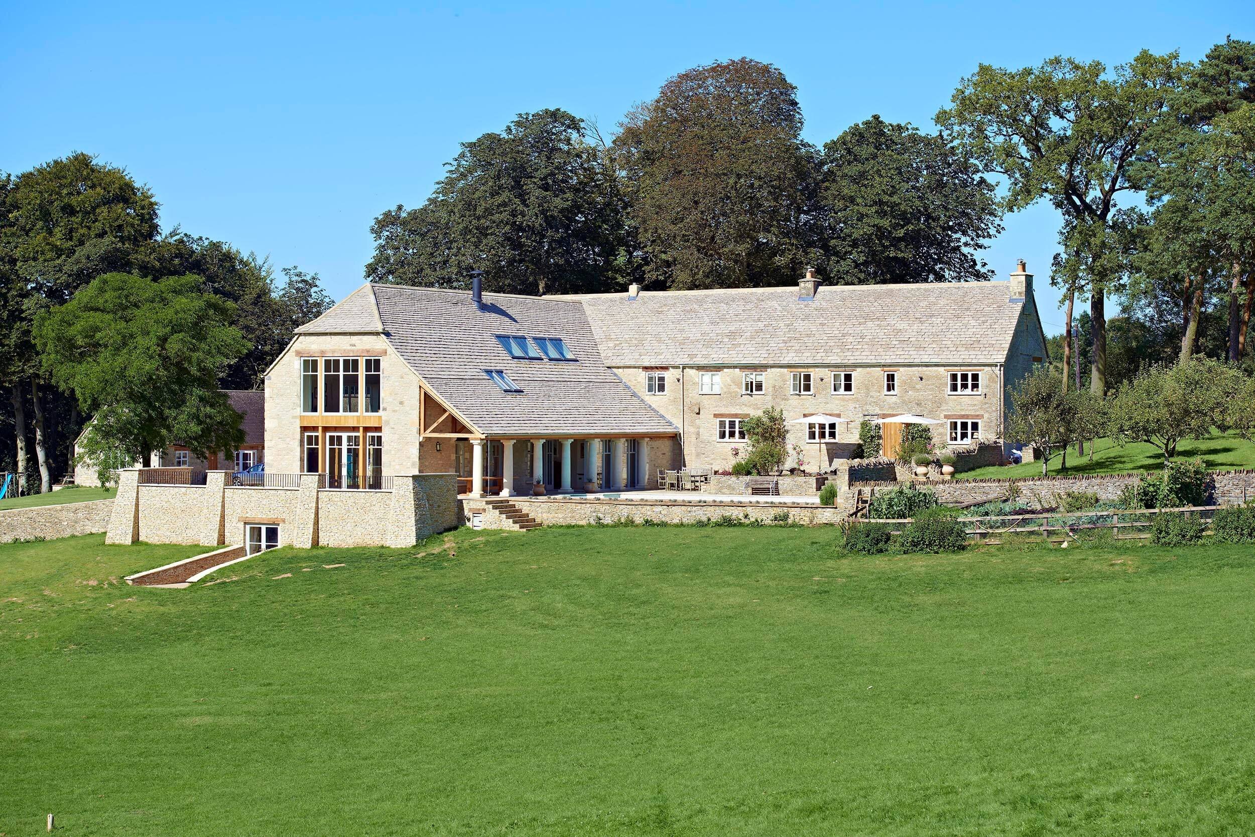 Cotswold country home renovation in Gloucestershire with pool and