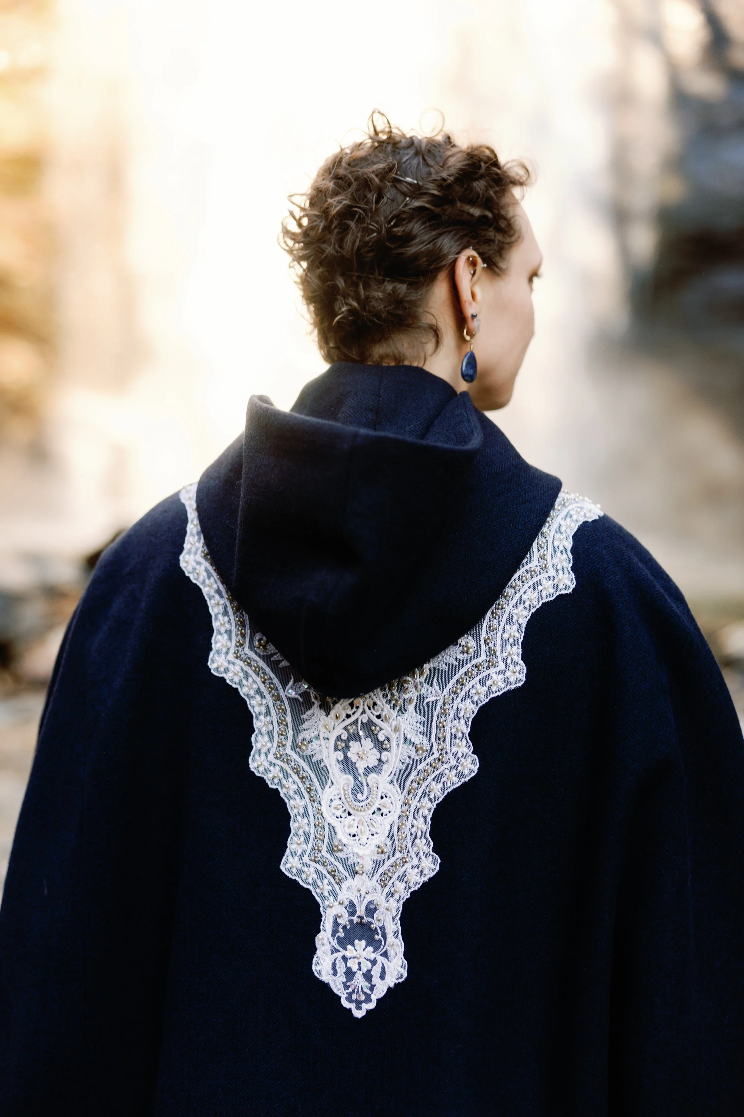 Original Custom Cloak with Lace from Mother's Wedding Gown | Maddie Kay Photography