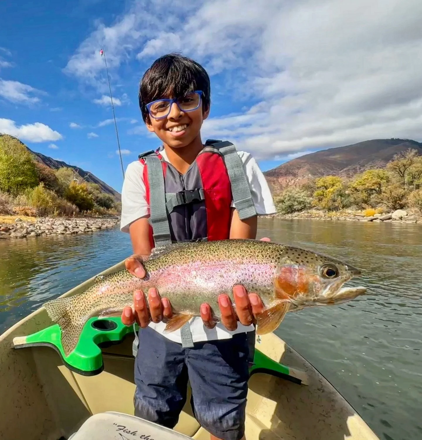 First timer on the FLY ROD at 12 years old, we love this 100% ~ Way to go Ahrav!!! π π¦ π£ #cwsff #coloradowestslopeflyfishing #nature #smile #travel #flyfishing #fishing #trout #browntrout #fish #rainbowtrout #beautiful #bassfishing #happy #colorad