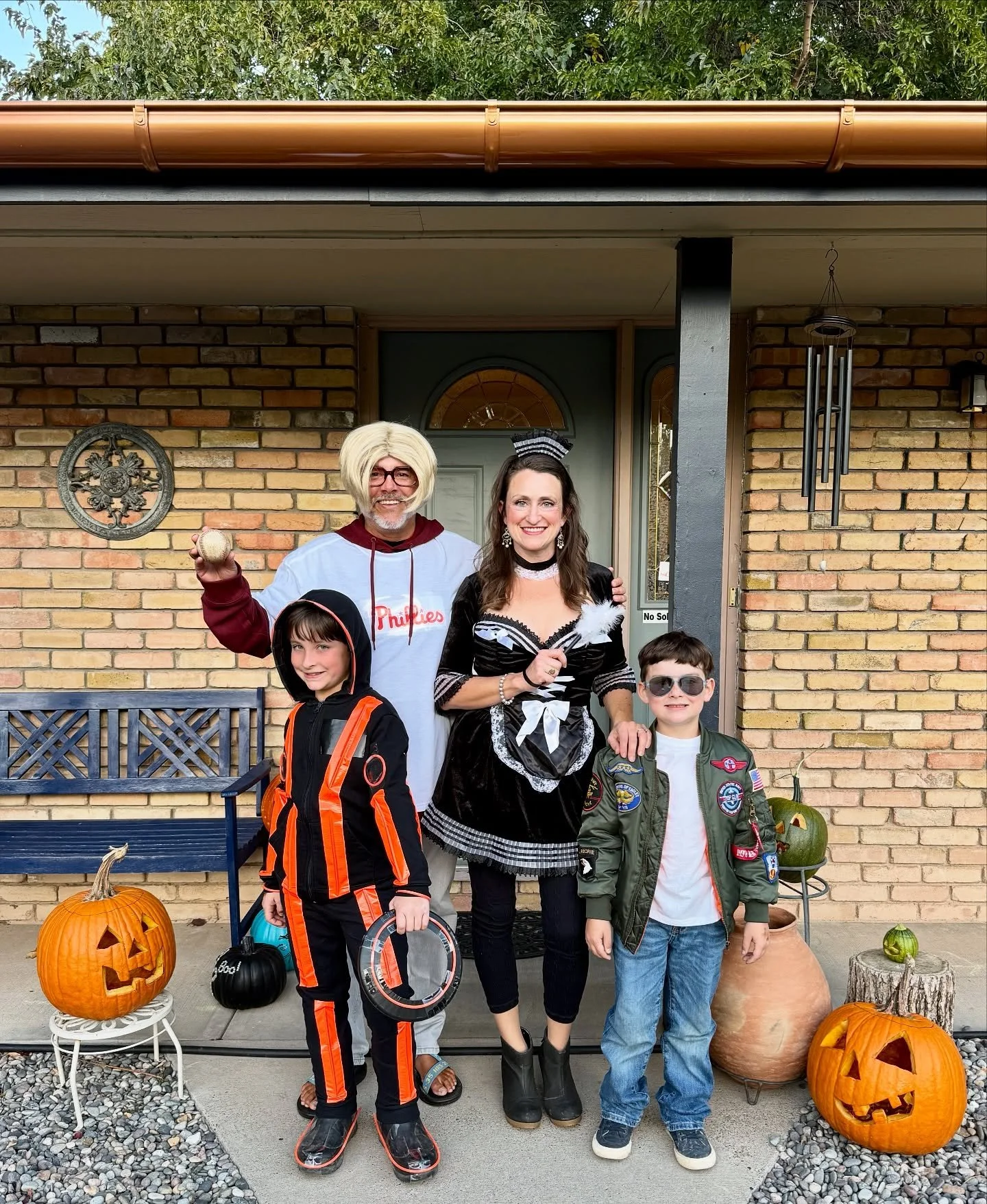 A fun 🤩 Halloween 🎃 with Maverick ✈️ Tron 🟠 The &ldquo;Sexy Maid&rdquo; 🔥 and Karen ⚾️ #happyhalloween #family #wesco #cwsff #halloween #halloween2025 #2025 #boo #scary #phillies #topgun #maverick #tron #tronares #tronlegacy #karen #karen #baseba