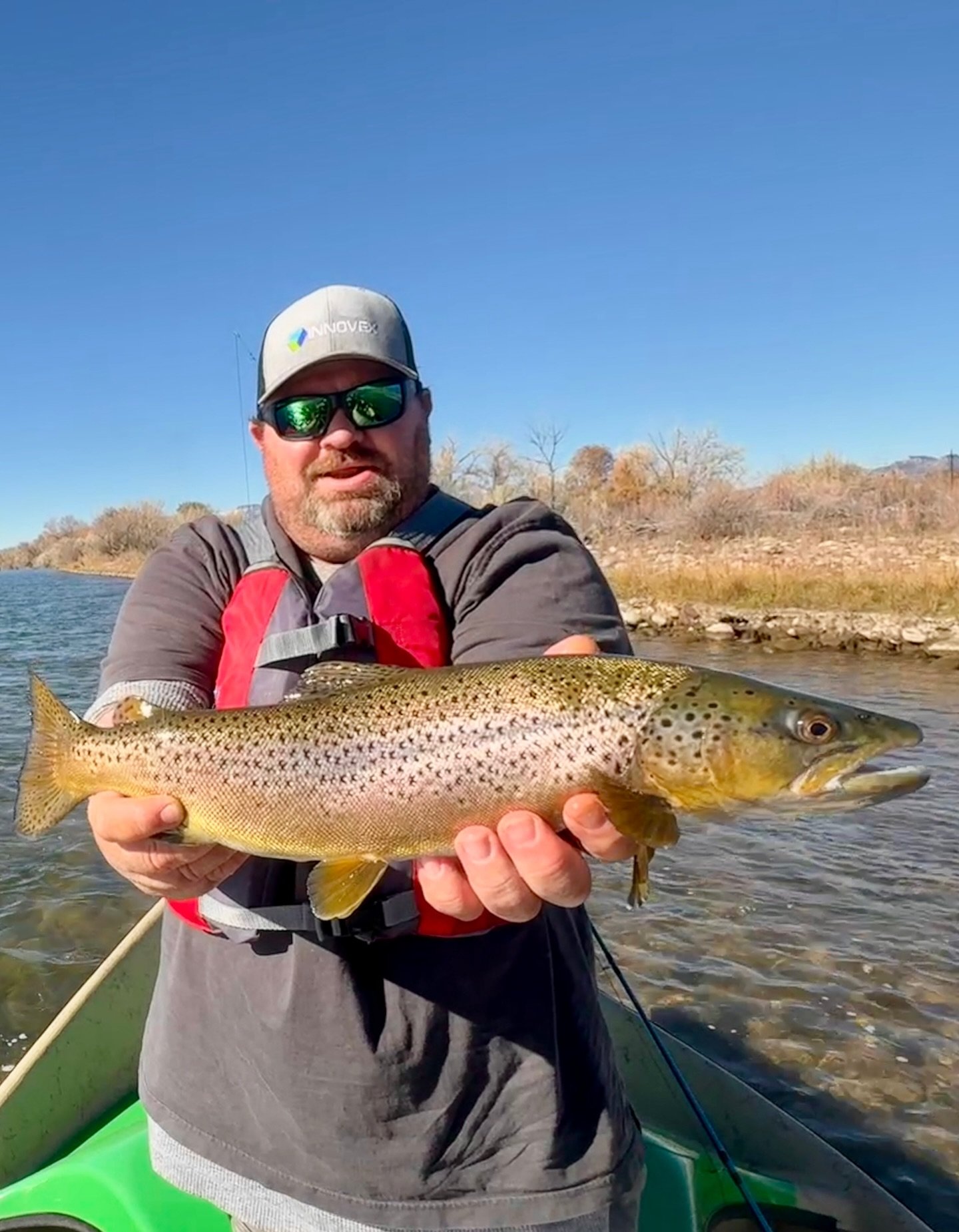 Marcus with some sweet ones 🐟 on a glorious November day on the water 💦 @bluemorfbfly If you got a day let us know and let&rsquo;s get YOU on the water 🎣 @coloradowestslopeflyfishing #cwsff #coloradowestslopeflyfishing #nature #smile #travel #flyf
