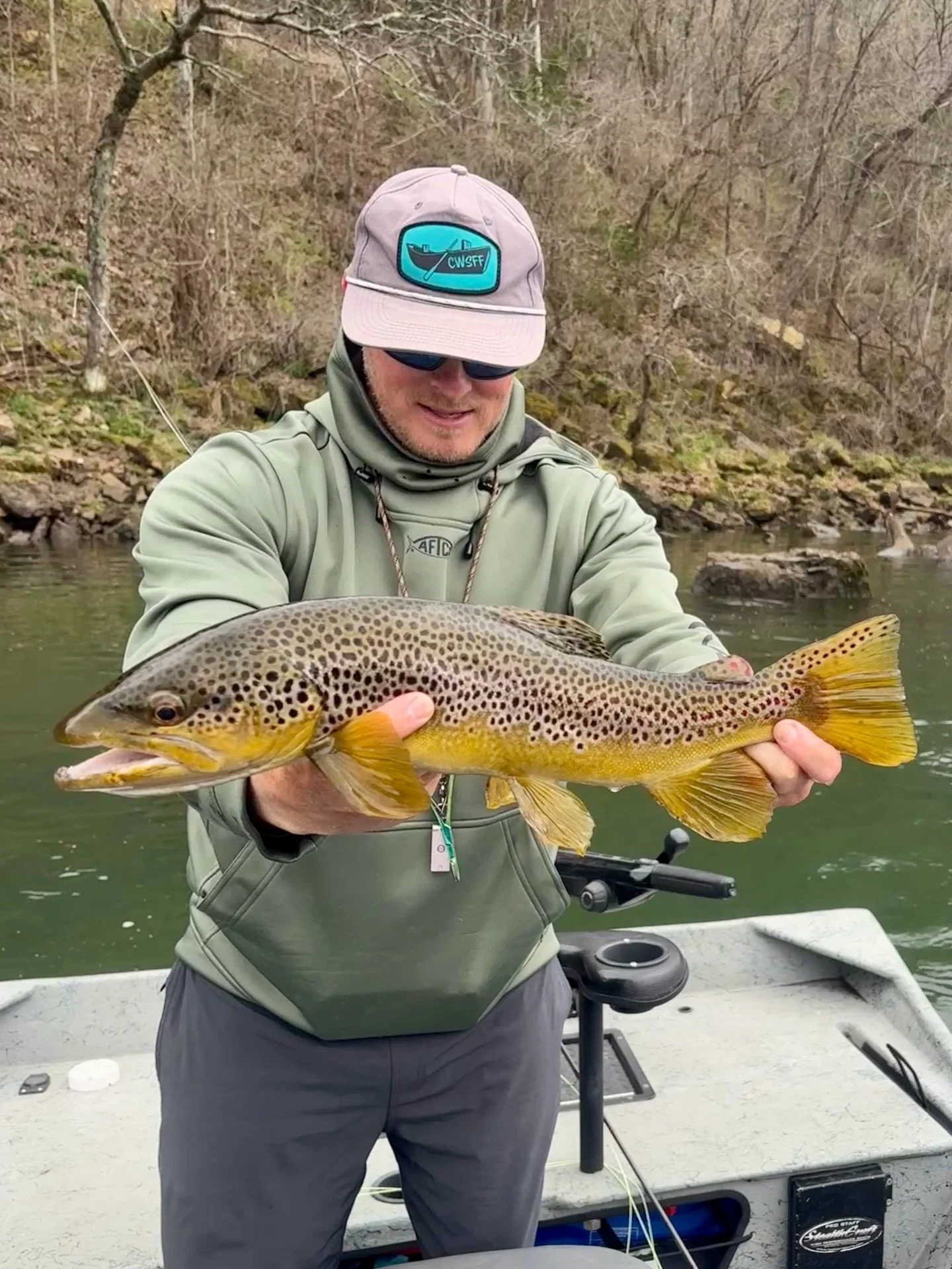 A well earned White River Brown Trout with @lisa_flysandguides @thegurz970 @jeffmckenna29flyfishing - This one wasn&rsquo;t caught on the streamer 😀 What&rsquo;s your big fish go to?!? Chucking Meat 🥩 or going with the technical nymphing approach? 