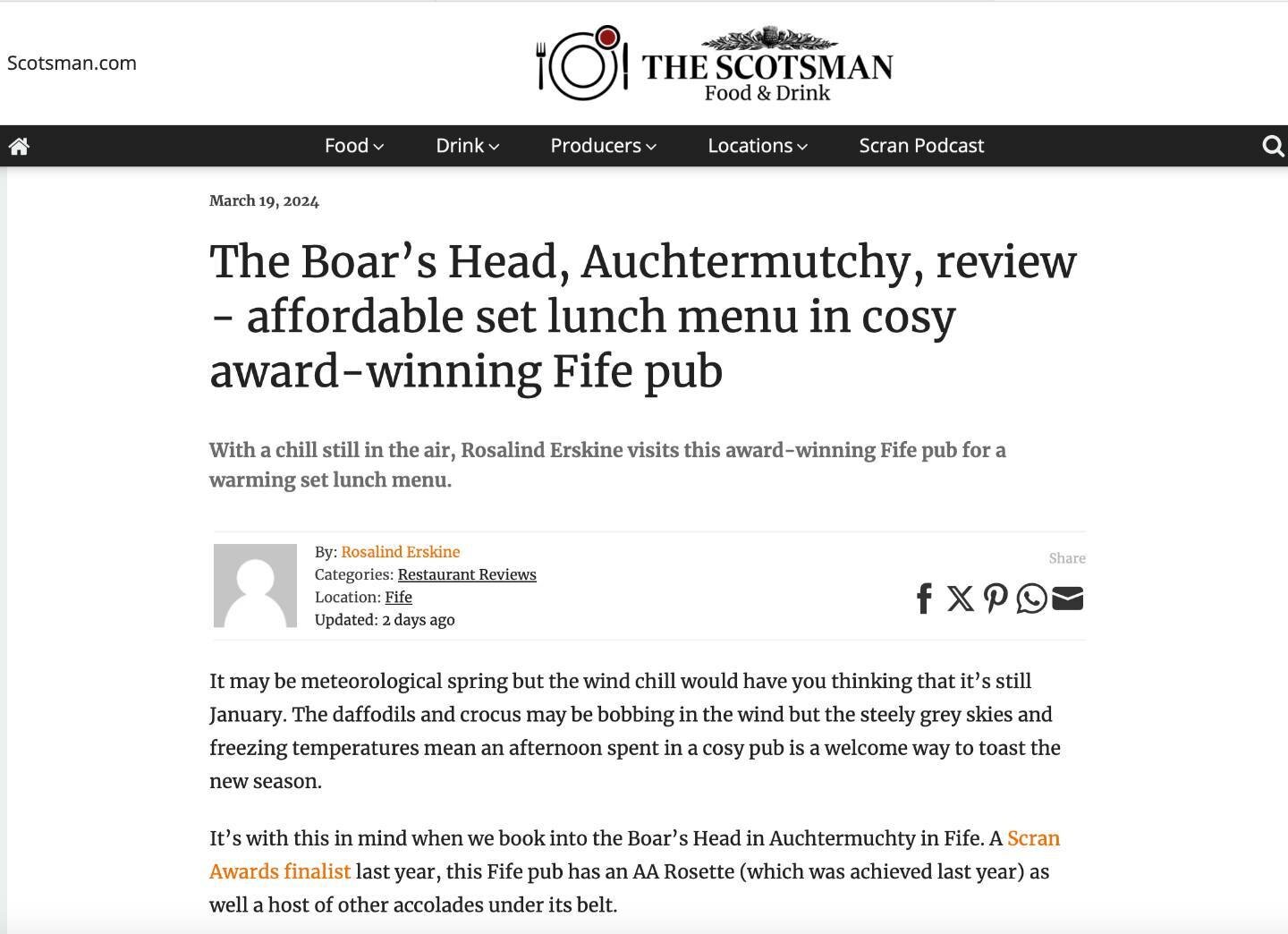 📰 We're thrilled to share that we've received a glowing review in The Scotsman! Unfortunately, we haven't been able to grab a copy ourselves. 

🗞️ Tag anyone you know who reads The Scotsman, and if they bring us the paper, we'll treat the first 10 