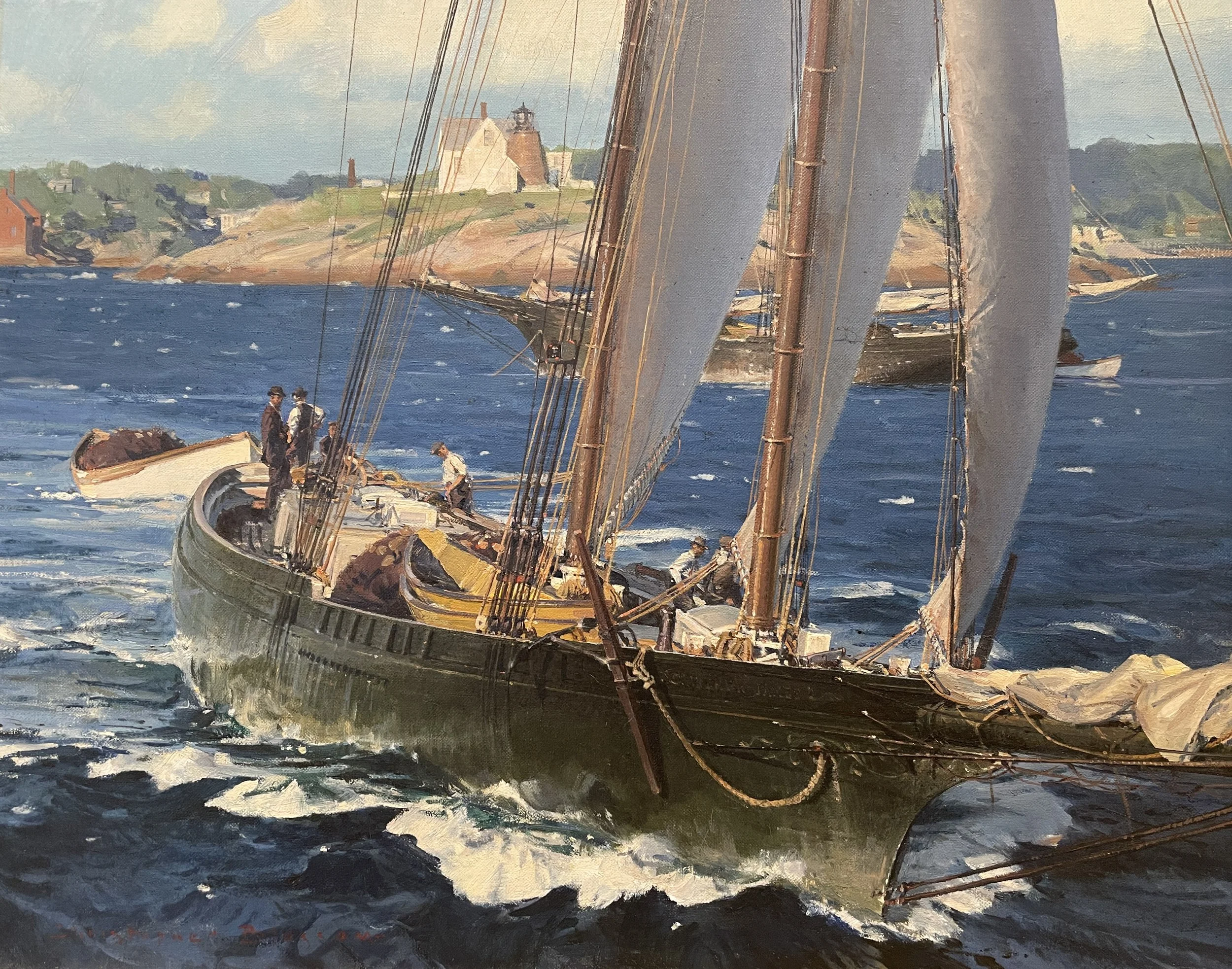 Schooner off Ten Pound Island Light, Massachusetts