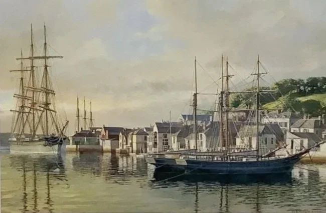 David Thimgan (1955-2003) Topsail Schooner LITTLE MYSTERY Moored at Fowey ~ Cornwall, England, 1887	- oil on canvas,	36” x 24” - $15,500
