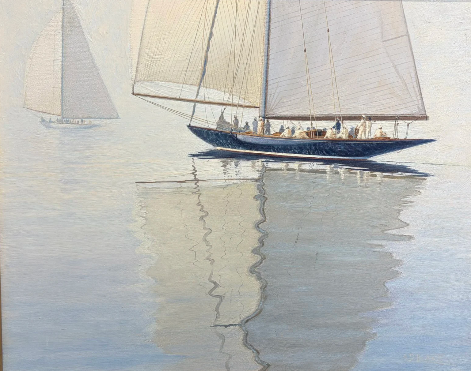 A.D. Blake - Drifting Match - America’s Cup ENDEAVOR and RAINBOW, September 15, 1934 -  oil on canvas, 18" x 22" -  $9,500