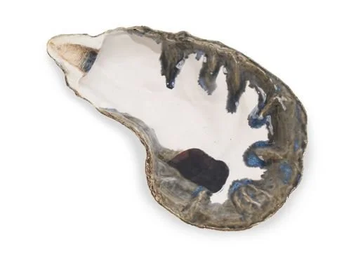 Betsey Rice - Oyster Shell - ceramic sculpture, 21” x 11” x 4”  - $950