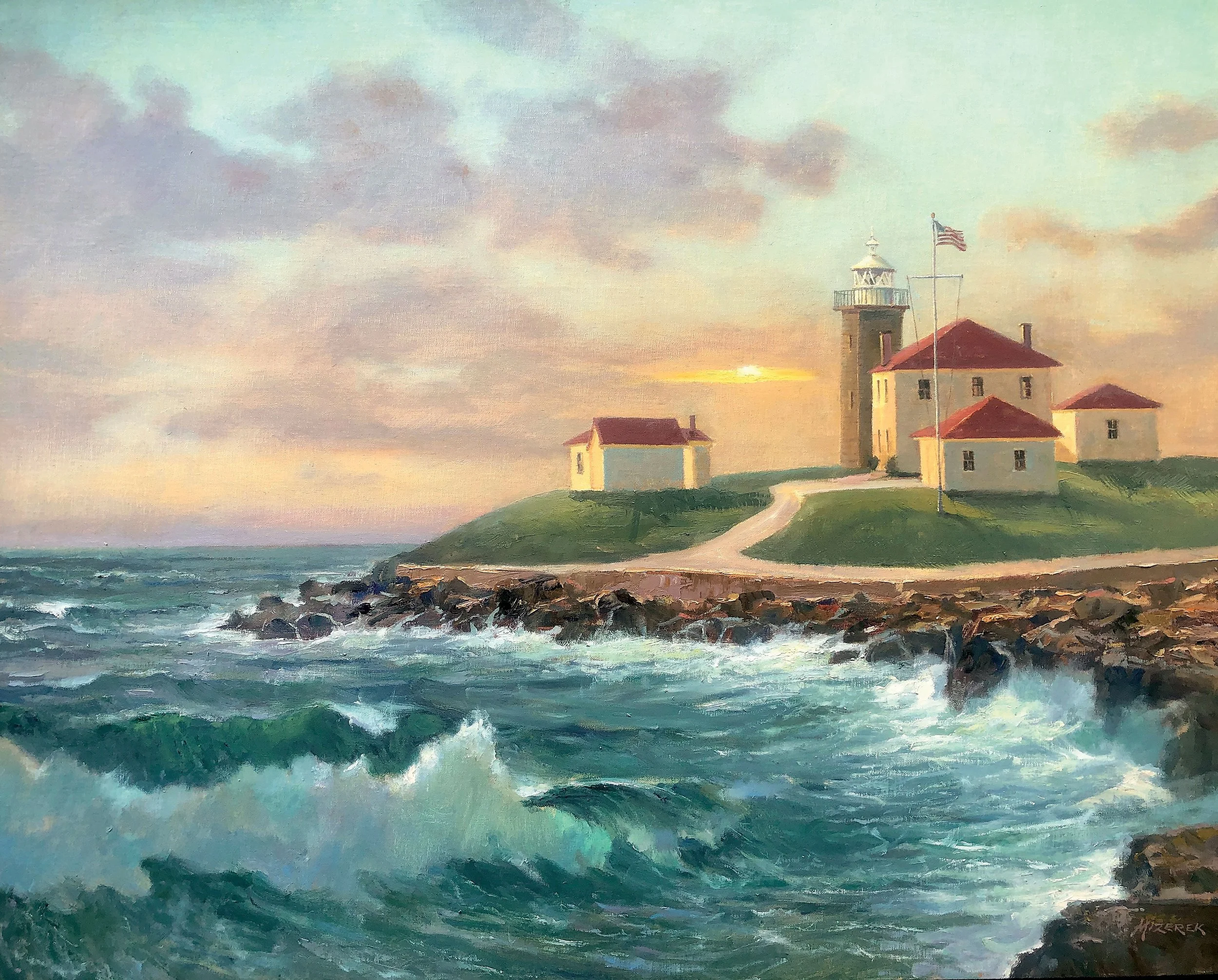 Surging Surf, Watch Hill Lighthouse