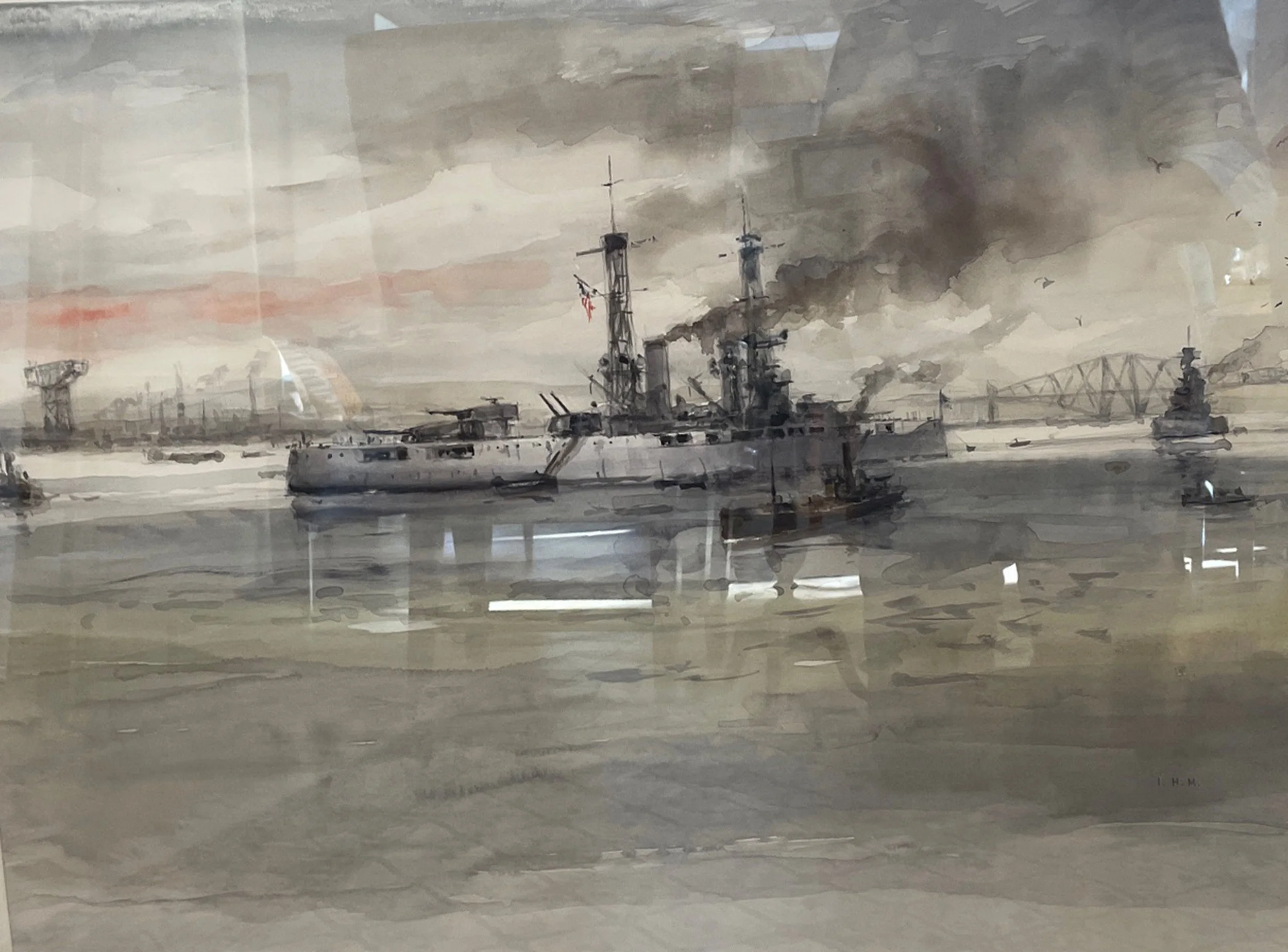 USS TEXAS off Rosyth, 1918 - watercolor, 
21" x 28" - $6,800