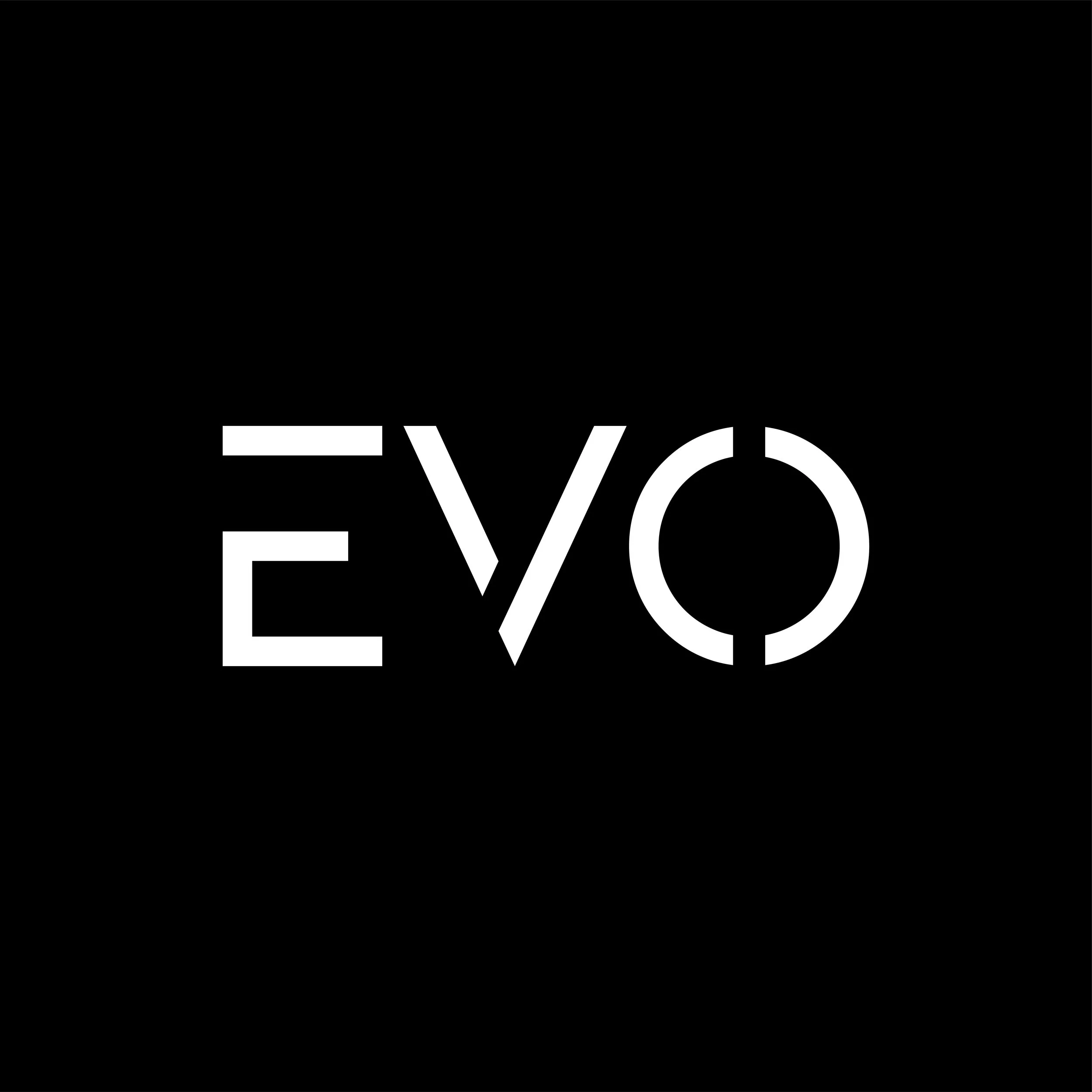 Black background with the word 'EVO' written in white stylized letters.
