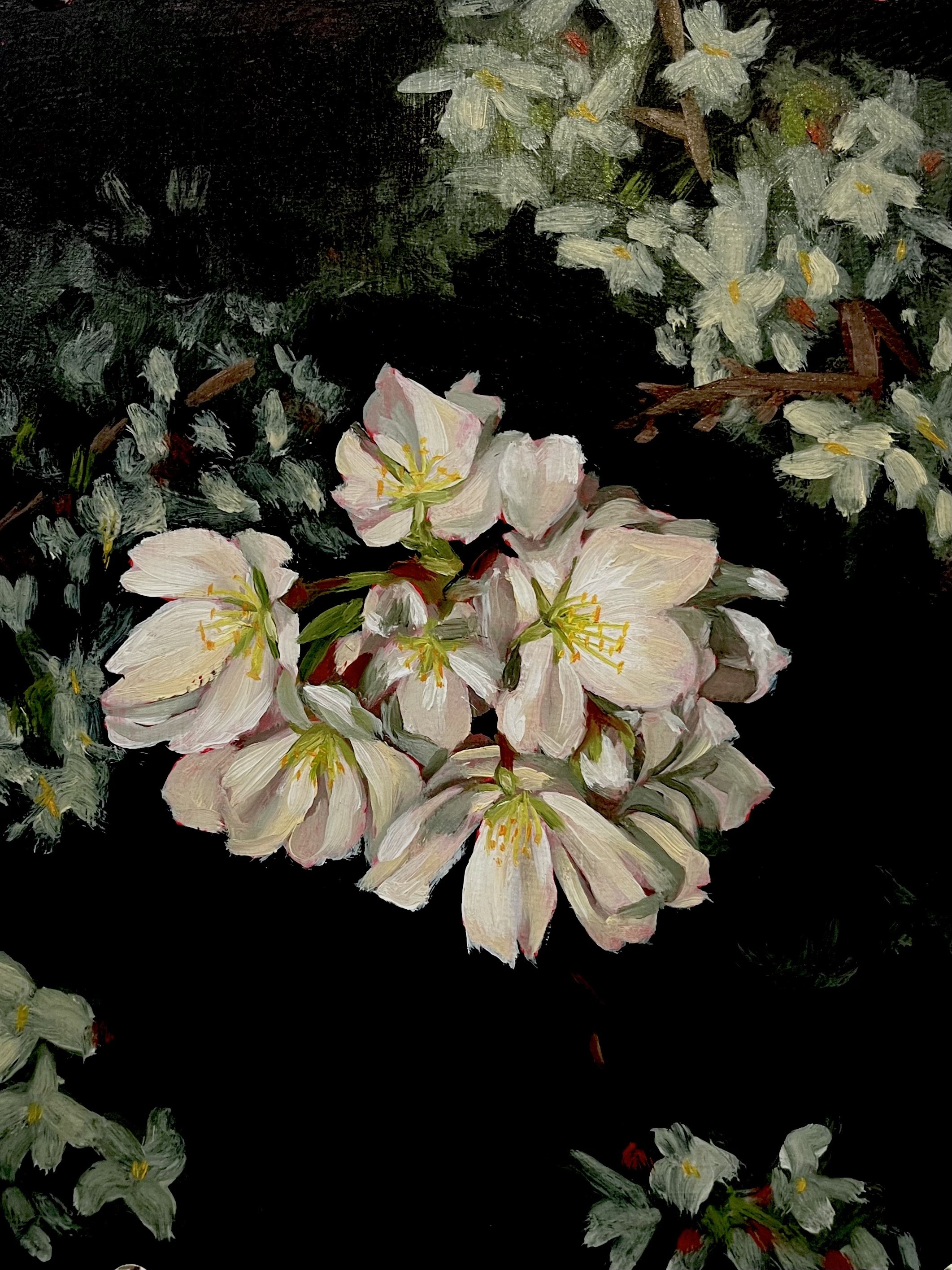 "Night Blooms" / 9 x 12 in / oil on board / 2023