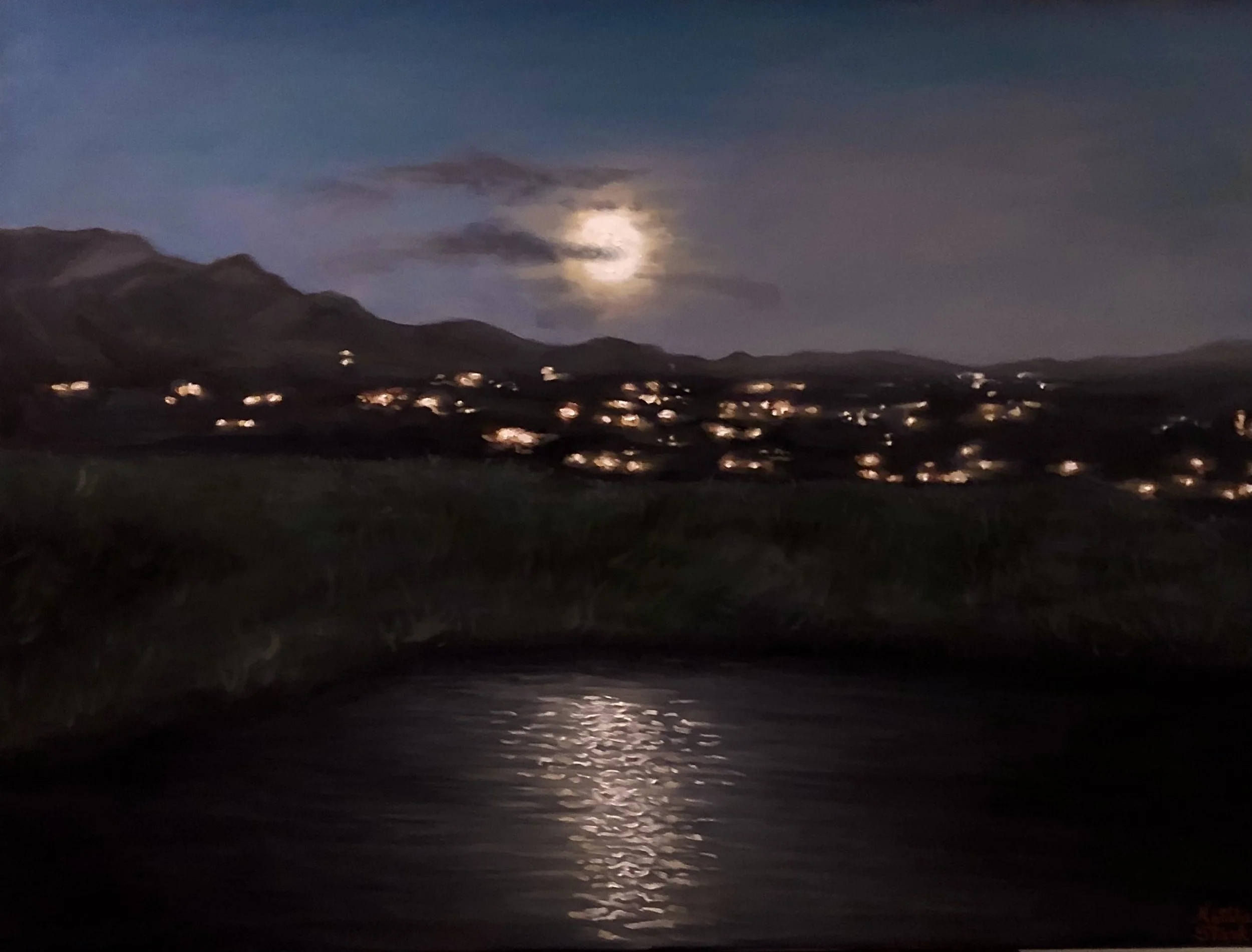 "Santa Barbara at Night" / 30 x 40 in / oil on canvas