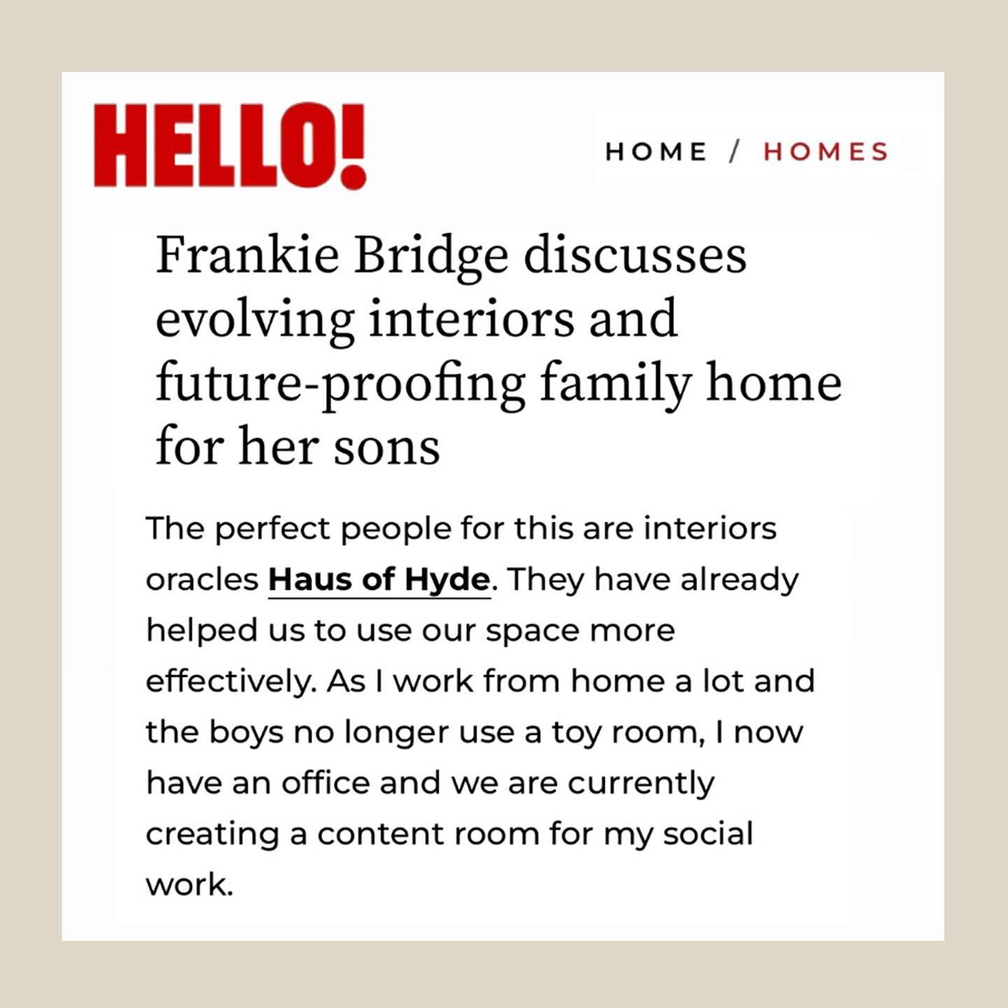 Starting 2024 sharing some press we had recently in @hellomag ✨ 

Lots of fun working with @frankiebridge so far on her home to reflect her evolving style and introducing a more fresh, calm and earthy feel. 

The full article is linked on our stories