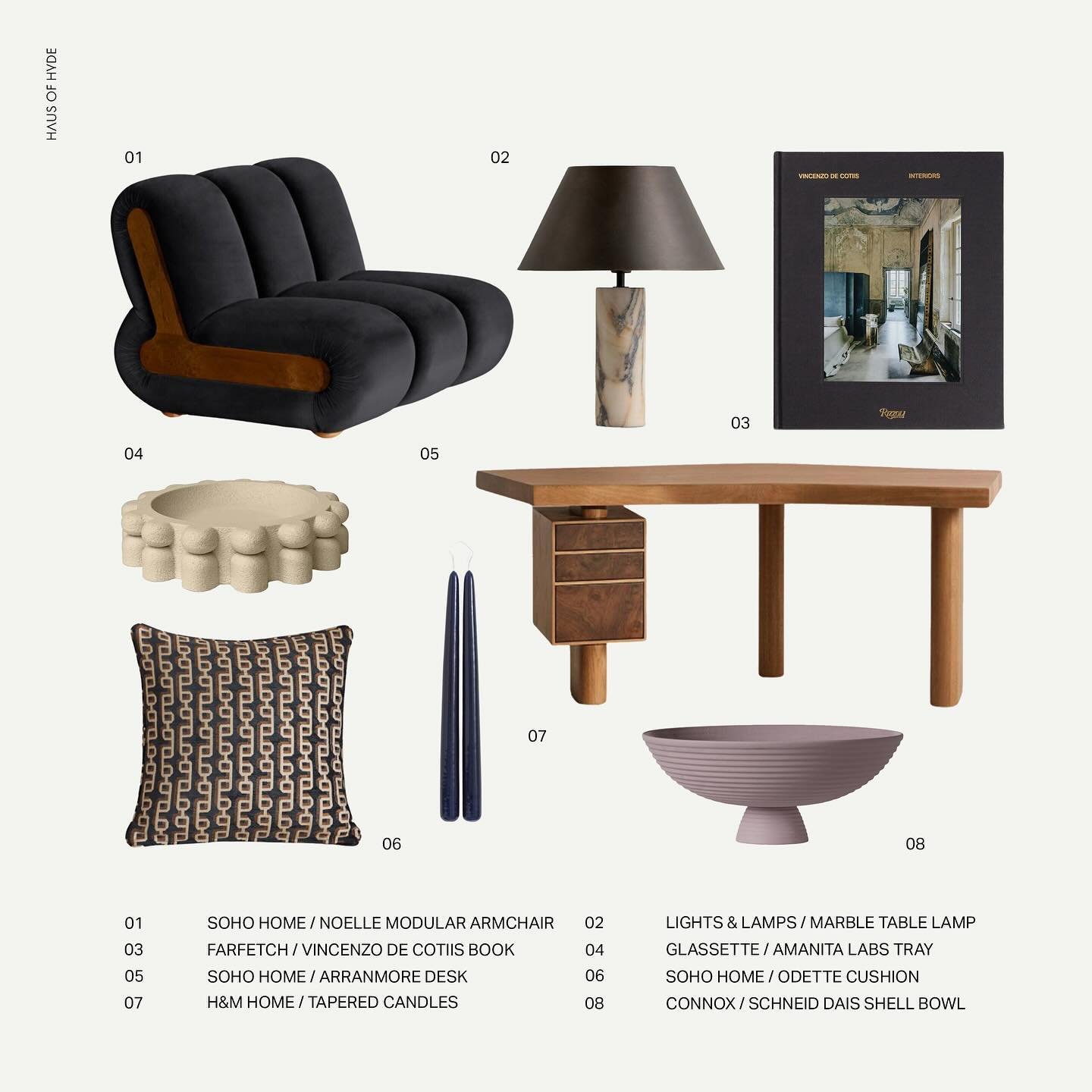 We have a thing for colour pops of lavender and navy at the moment. Pair it with darker wood in a neutral setting and it will give any office space a cosy and inviting feel.