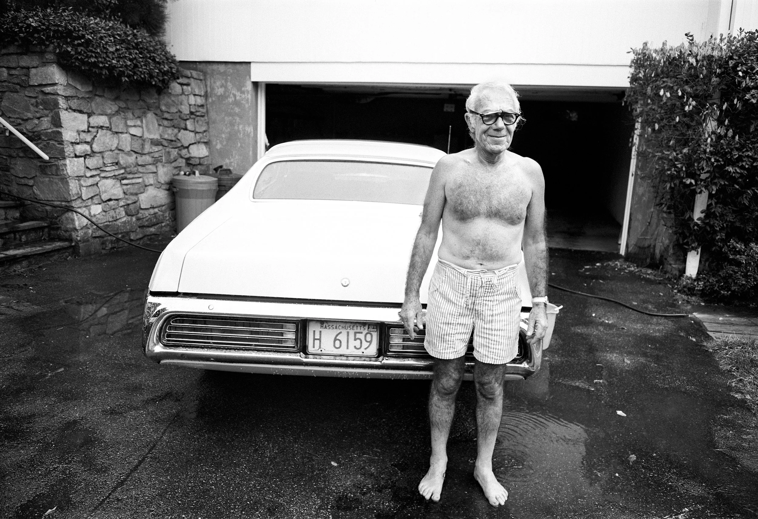 Dad Washing Car, Newton, MA, 1973