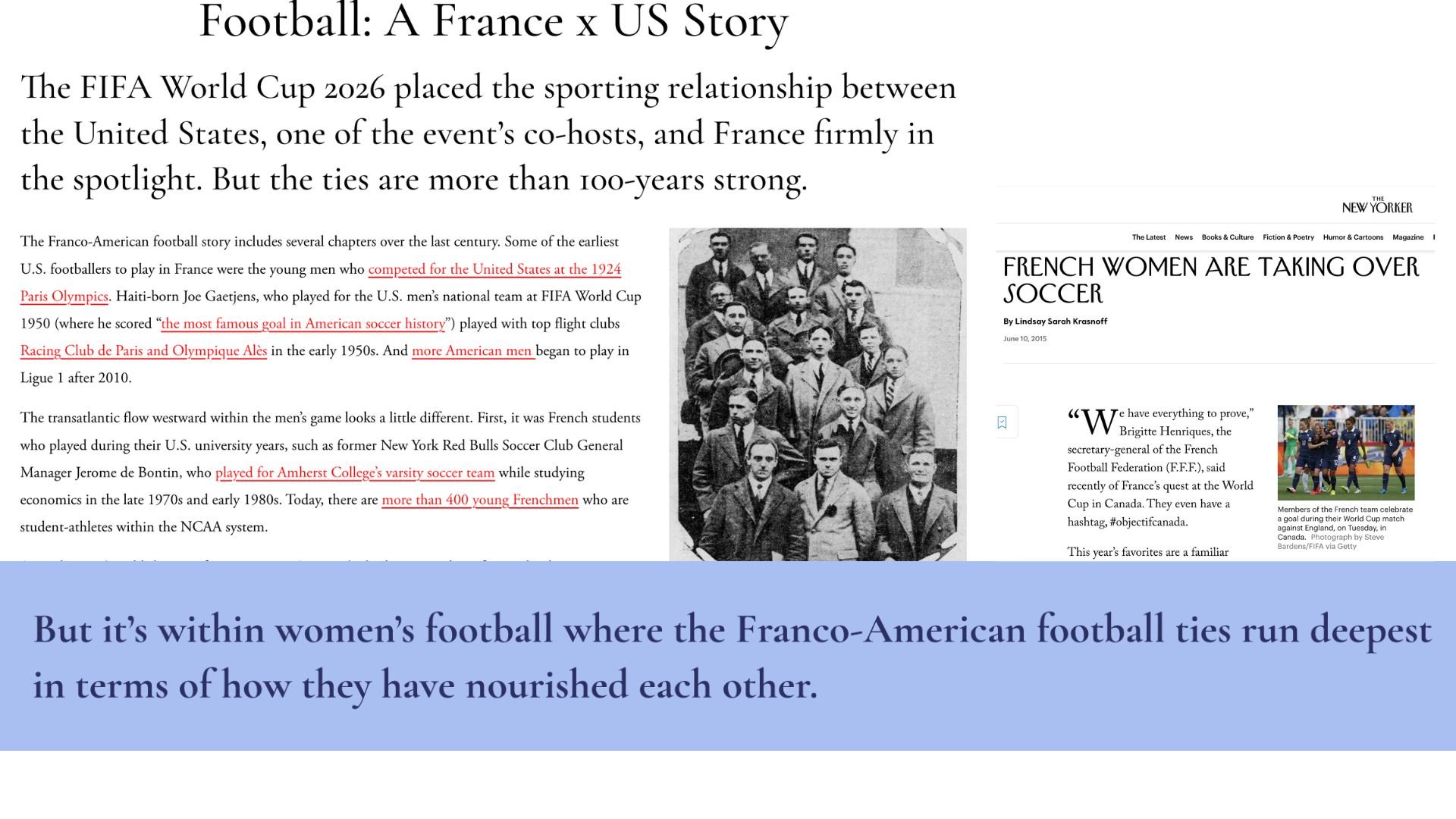 Football: A France x US Story