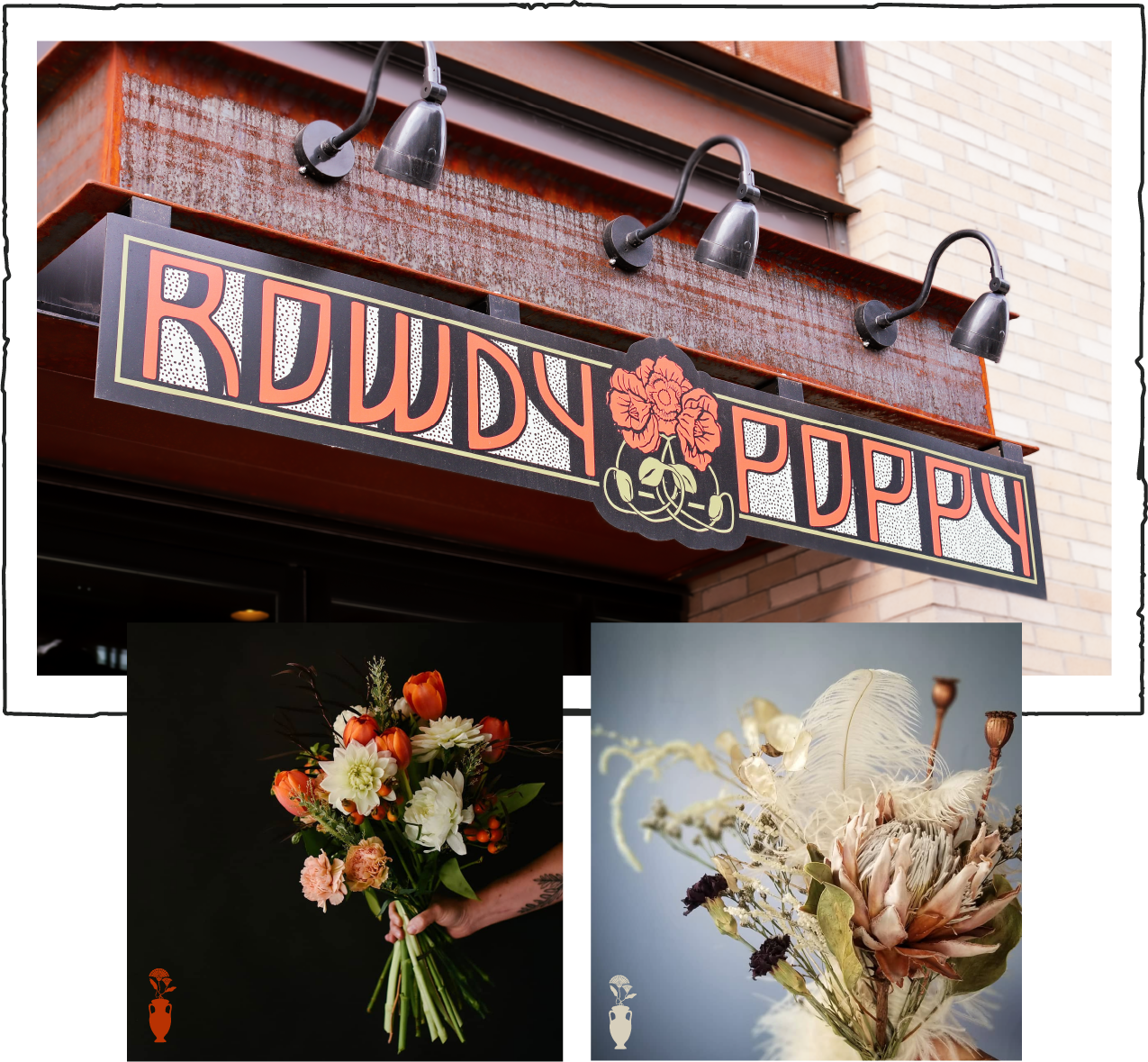 Sign on front of Rowdy Poppy storefront in Denver, Colorado