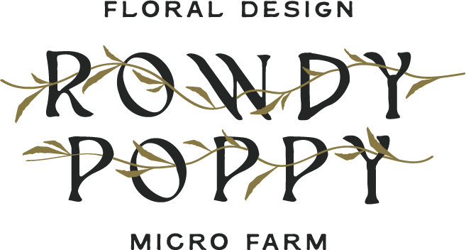 Rowdy Poppy Logo with vines growing through the letters