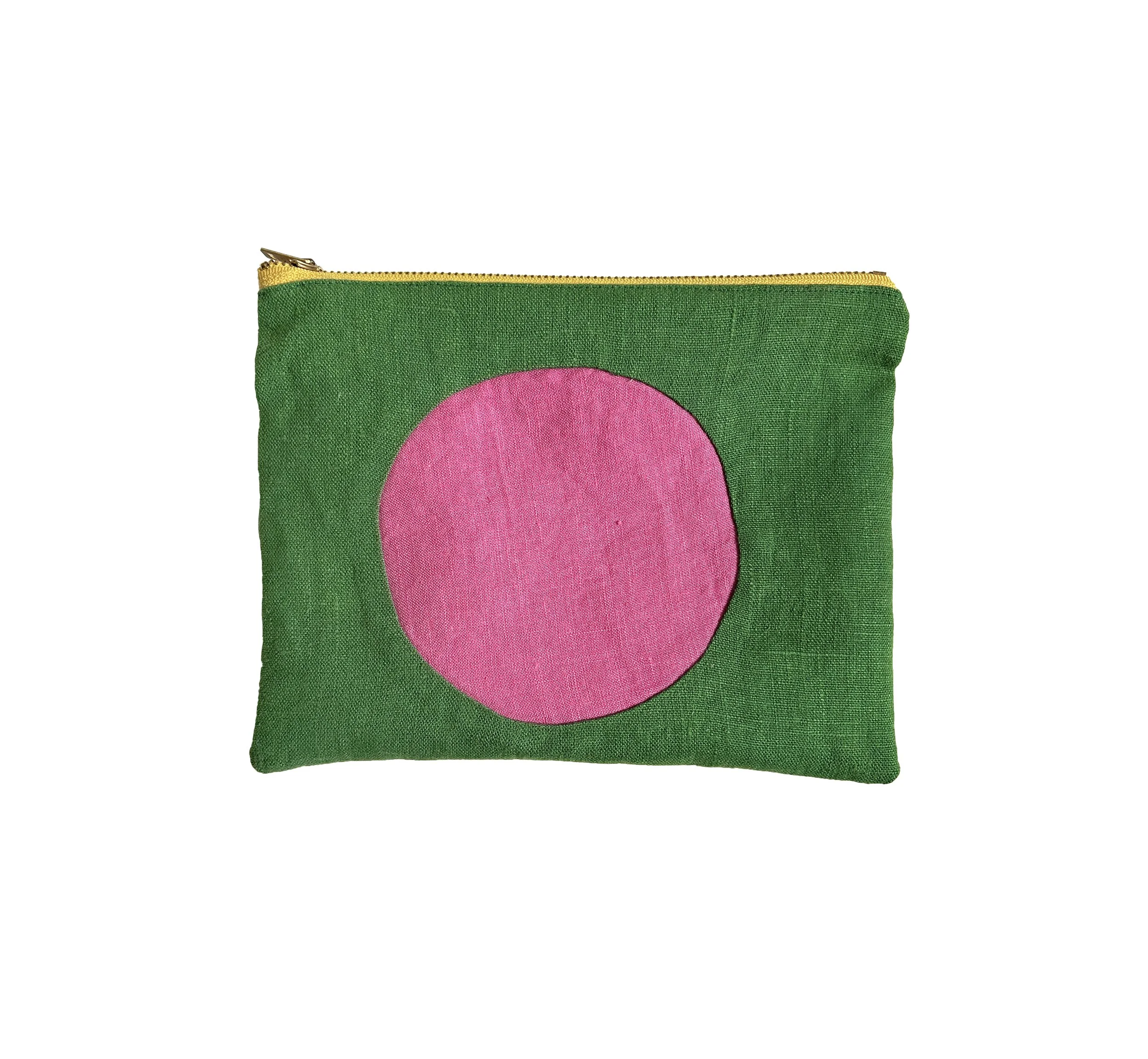 Circle Linen Zipper Pouch